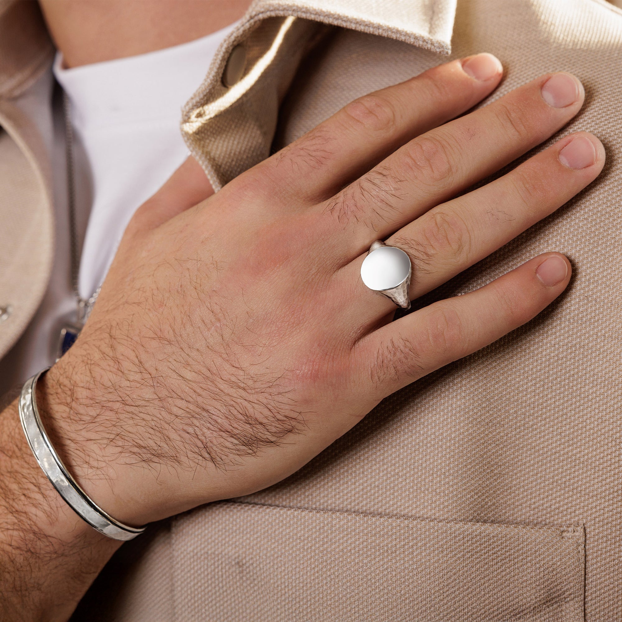 Sterling Silver Large Oval Signet Ring