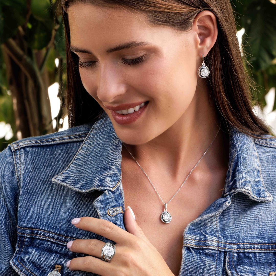 Sterling Silver Oval CZ Wire Wrap Ring