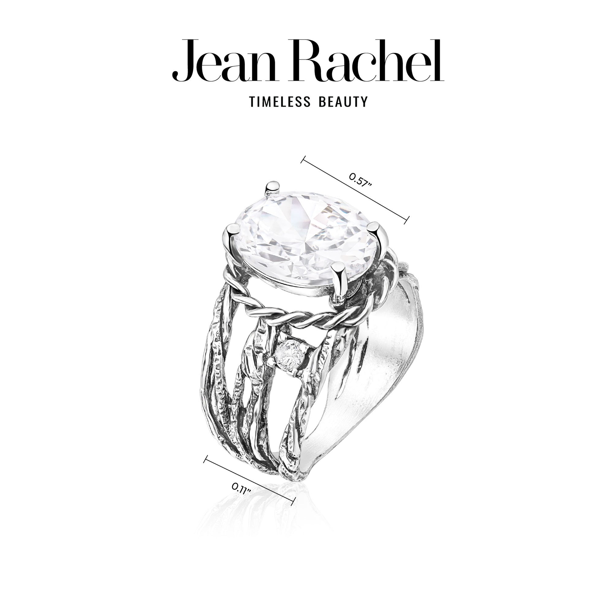 Sterling Silver Oval CZ Wire Wrap Ring