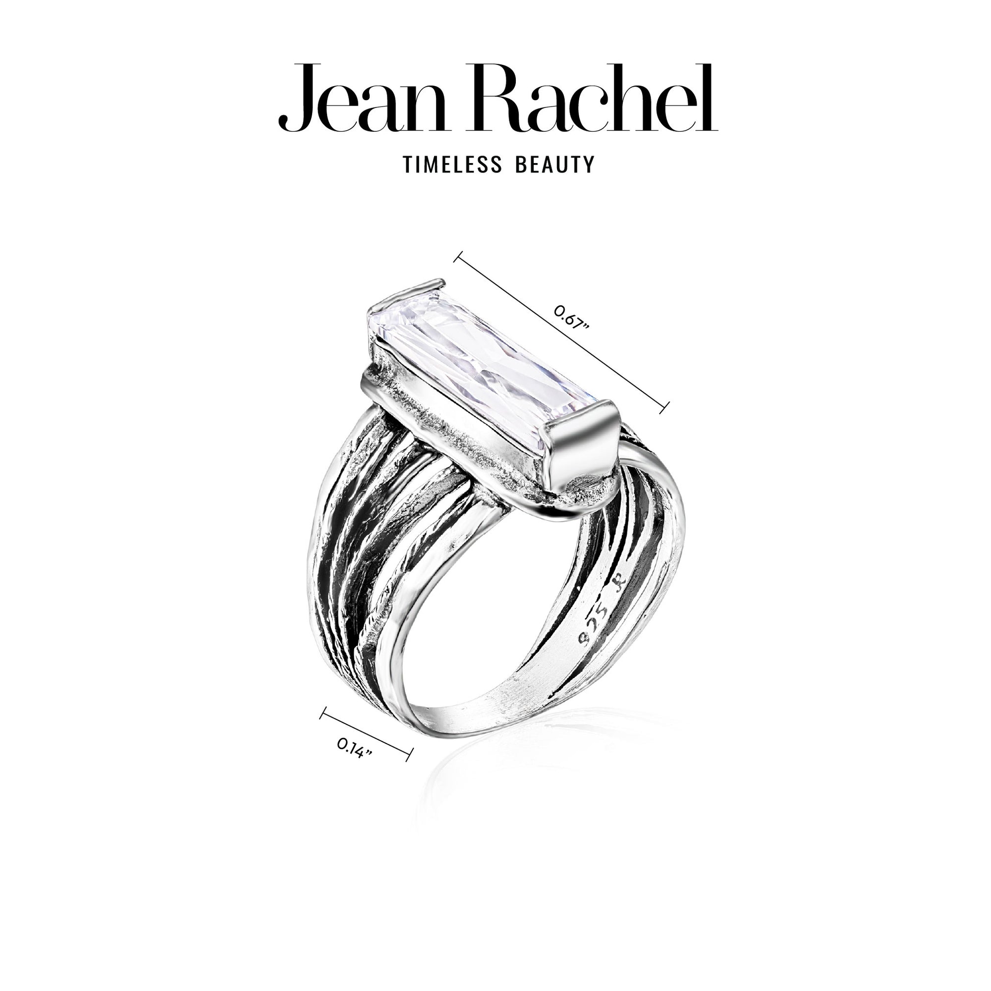 Sterling Silver Baguette CZ Wire Wrap Ring