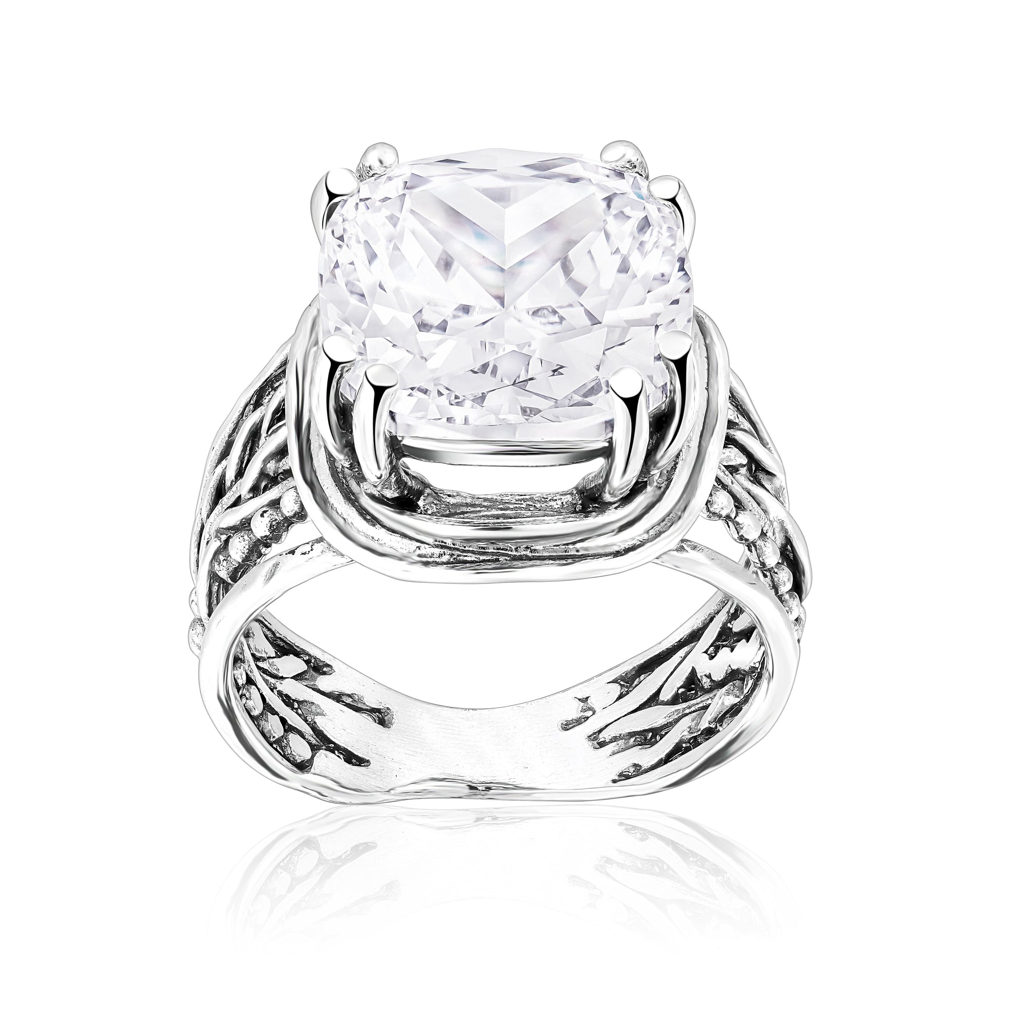 Sterling Silver CZ Multi-Strand Wrap Ring