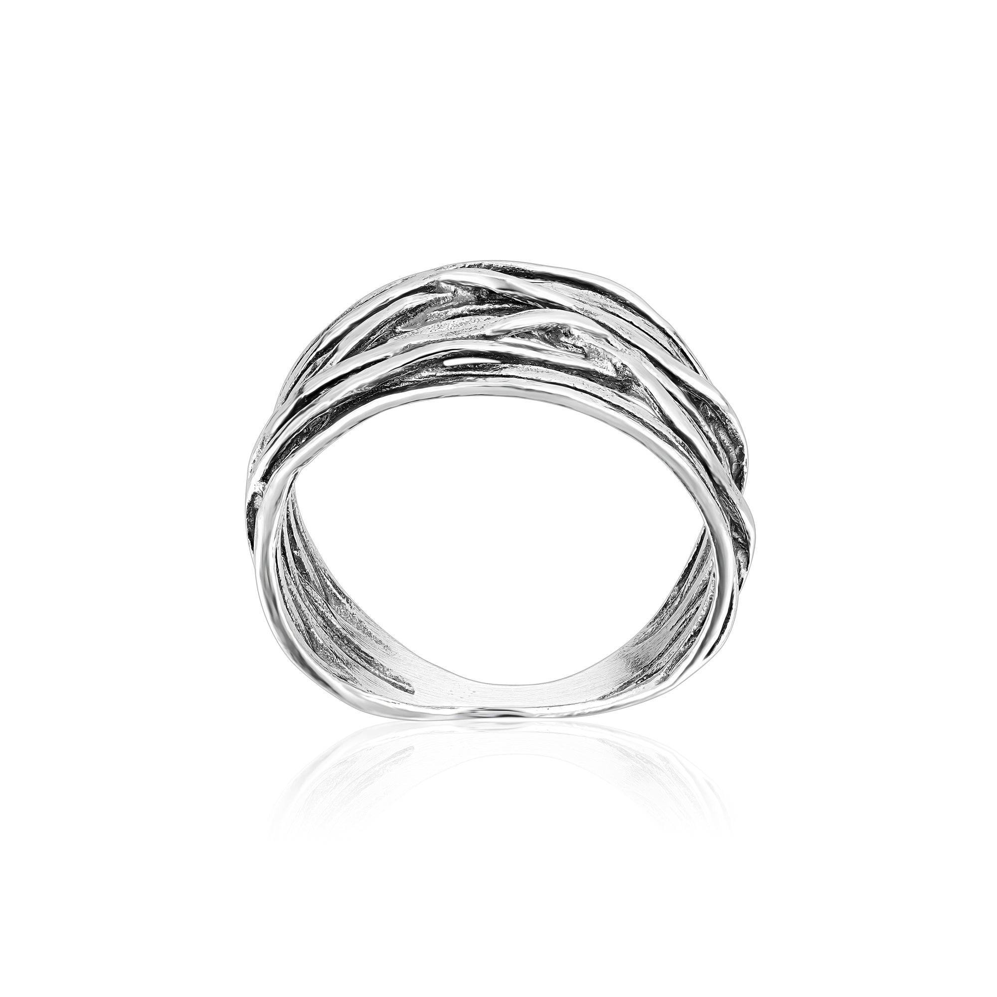 Sterling Silver Hammered Wire Wrap Ring