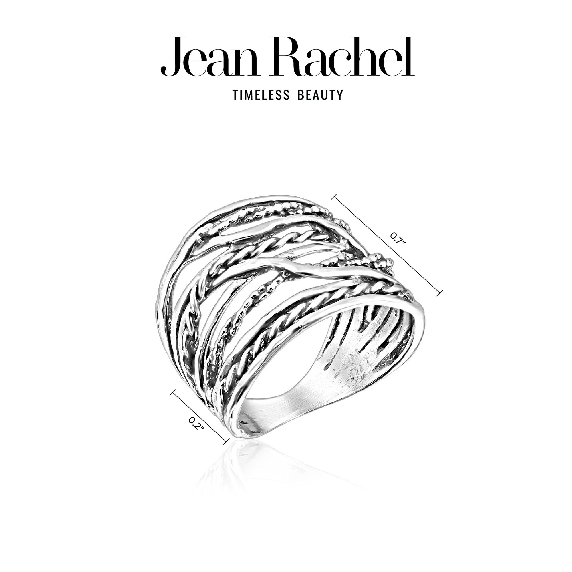 Sterling Silver Braid and Bead Wrap Ring