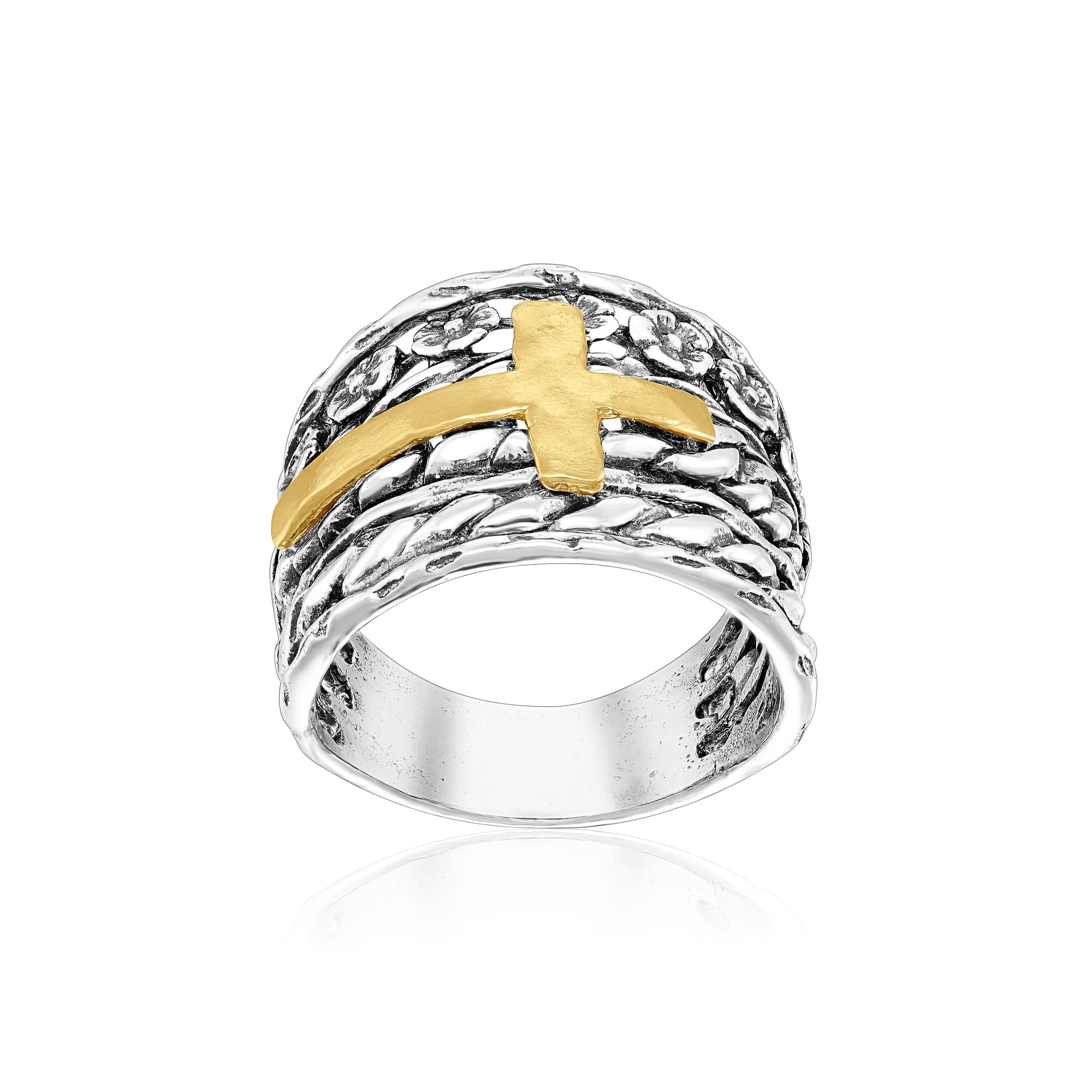 Mixed Metal Cross Ring
