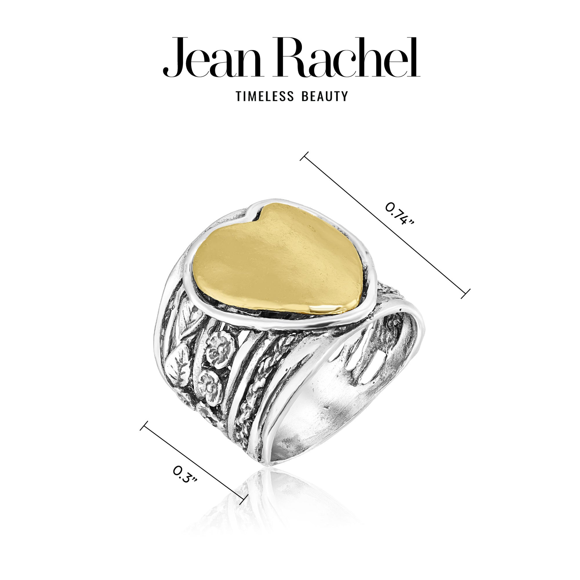 Mixed Metal Floral Heart Ring
