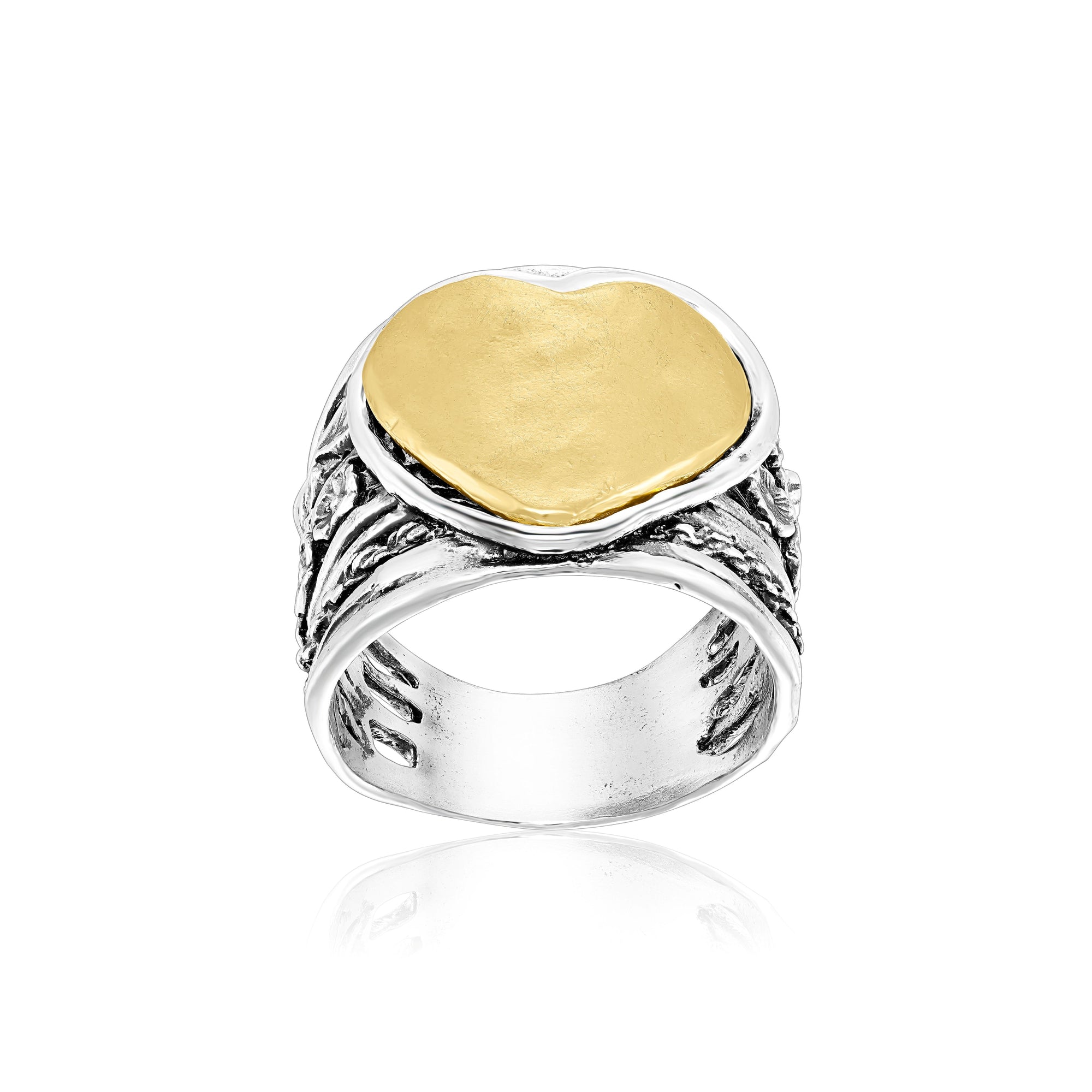 Mixed Metal Floral Heart Ring
