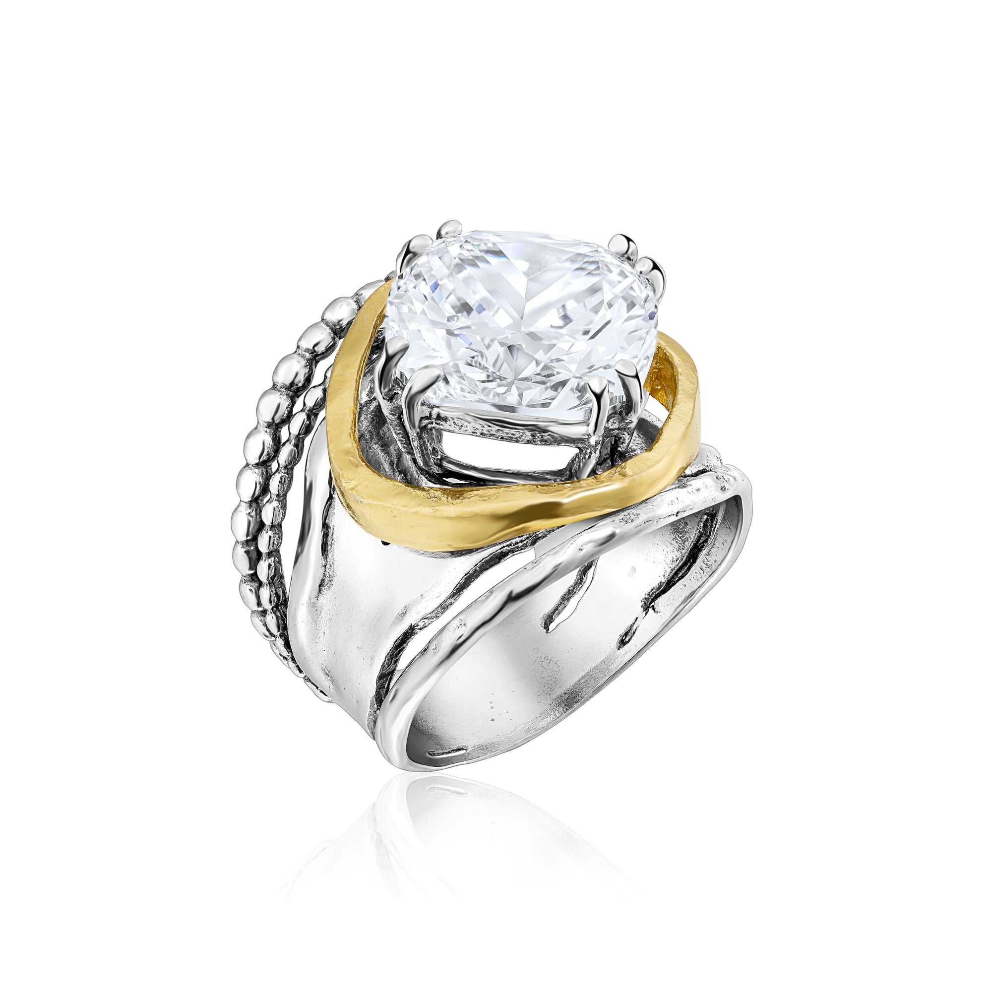 Bold Mixed Metal CZ Ring