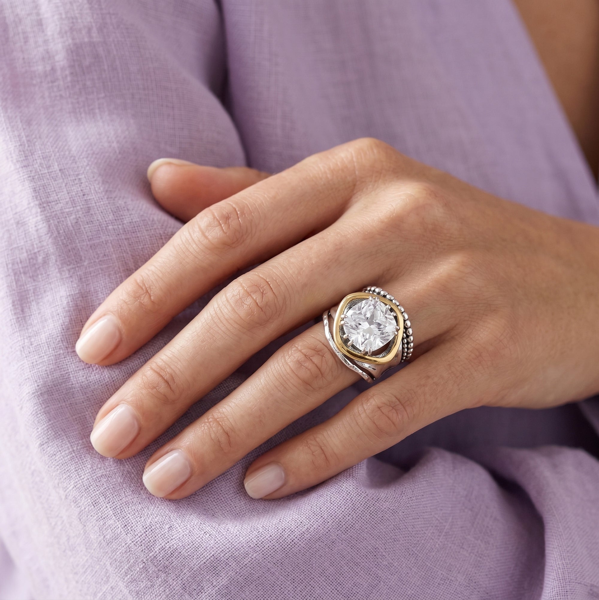 Bold Mixed Metal CZ Ring