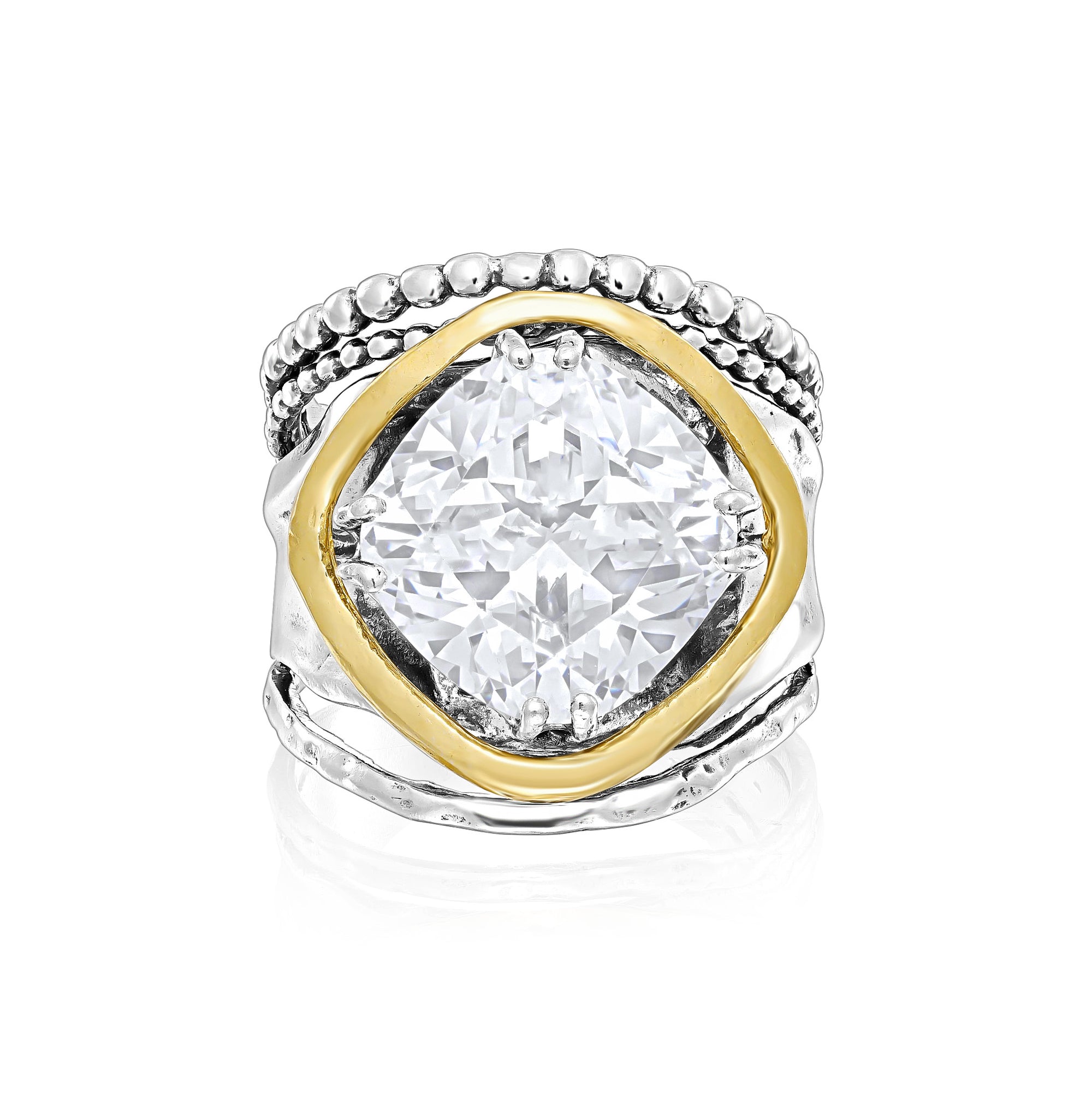 Bold Mixed Metal CZ Ring