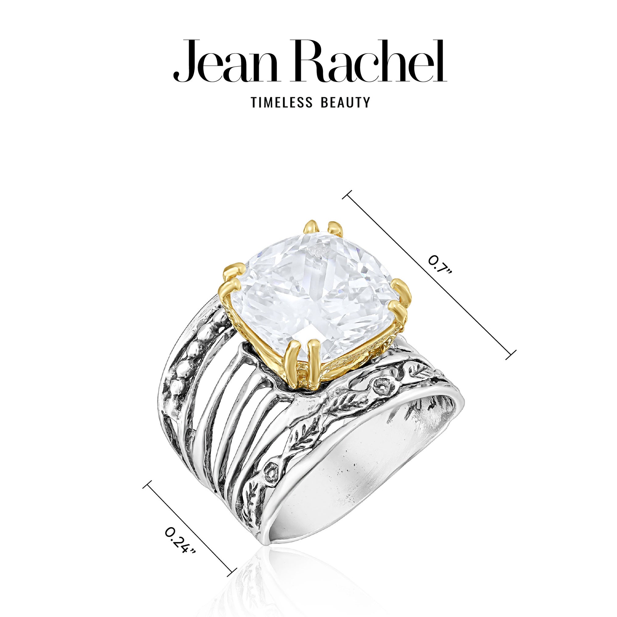 Mixed Metal CZ Floral Ring