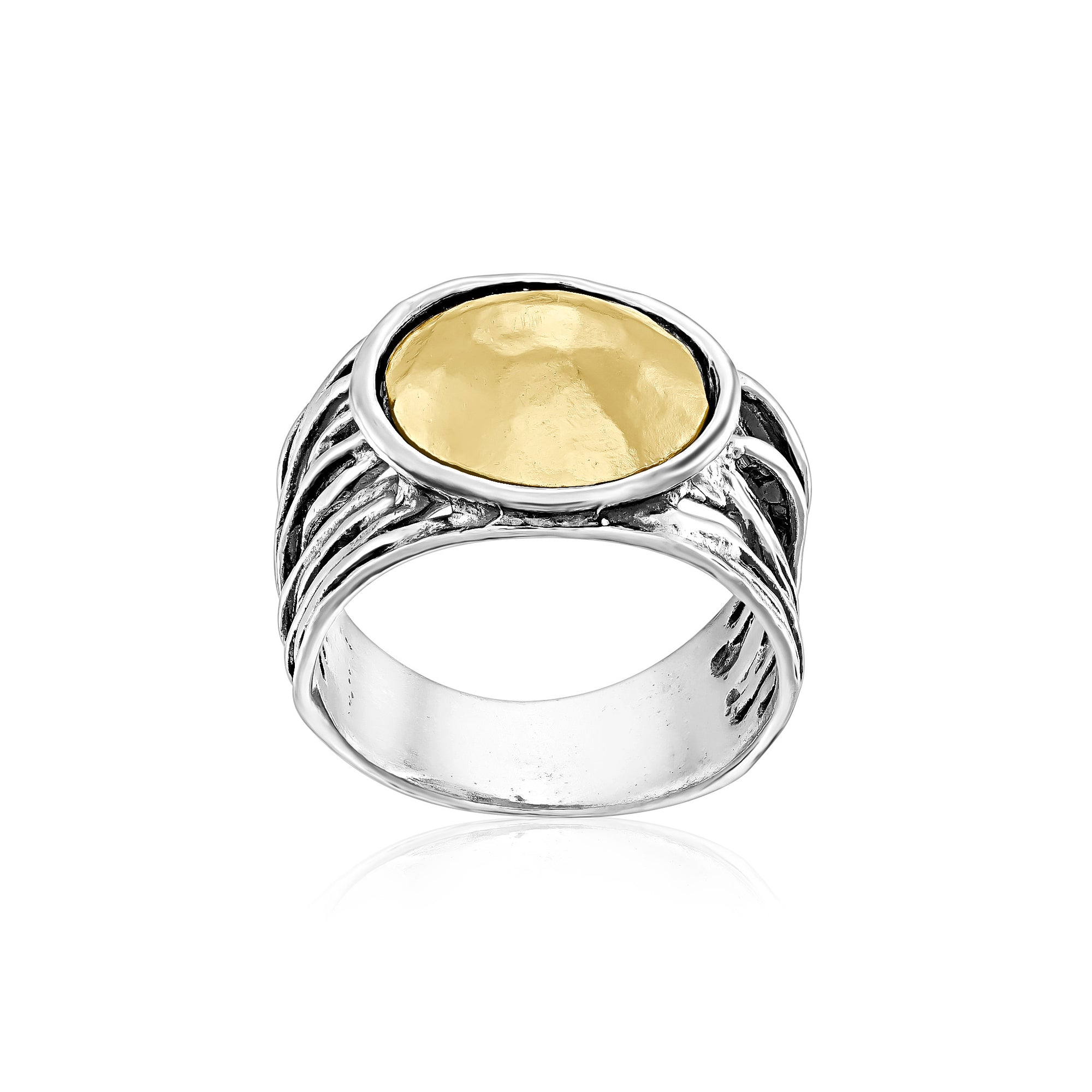 Mixed Metal Wire Wrap Hammered Dome Ring