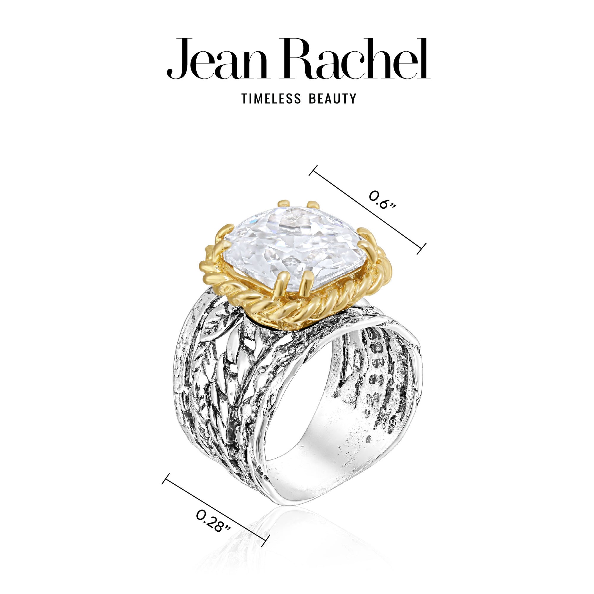 Mixed Metal CZ Braid Leaf Ring