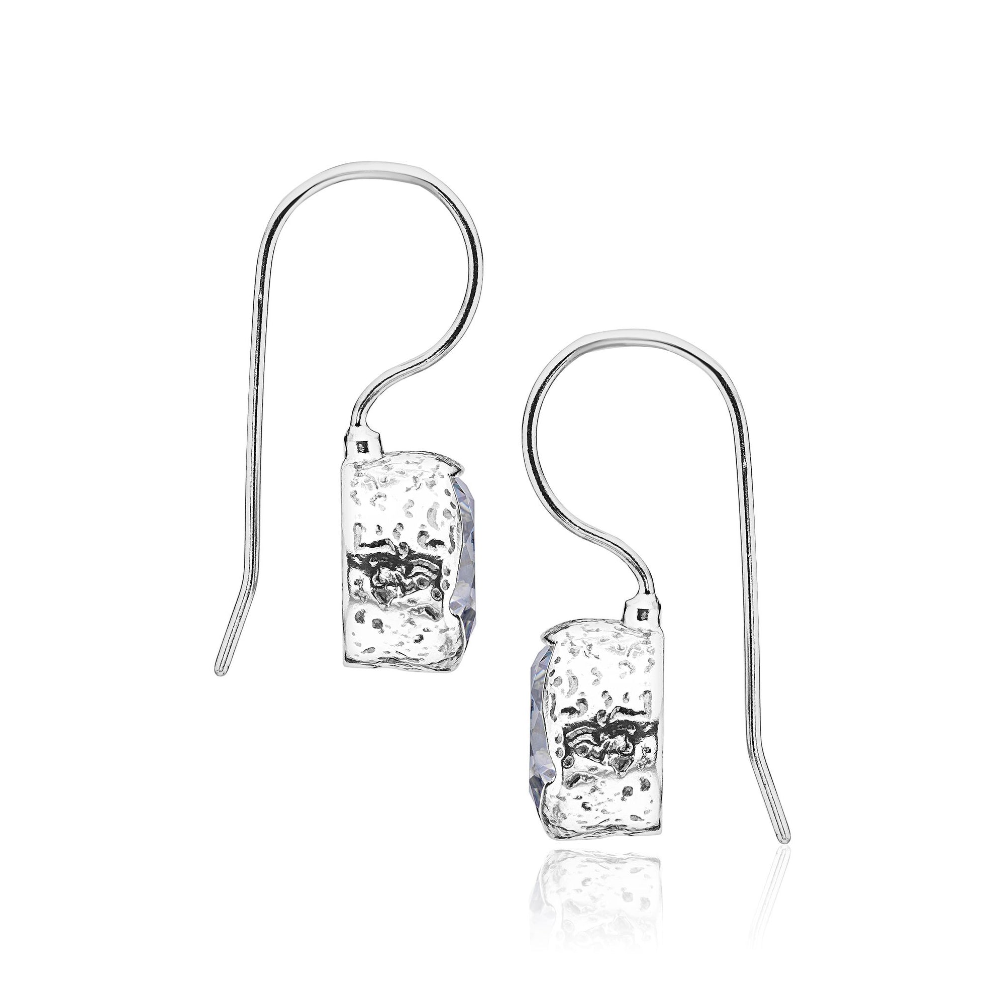 Sterling Silver CZ Dangle Earrings