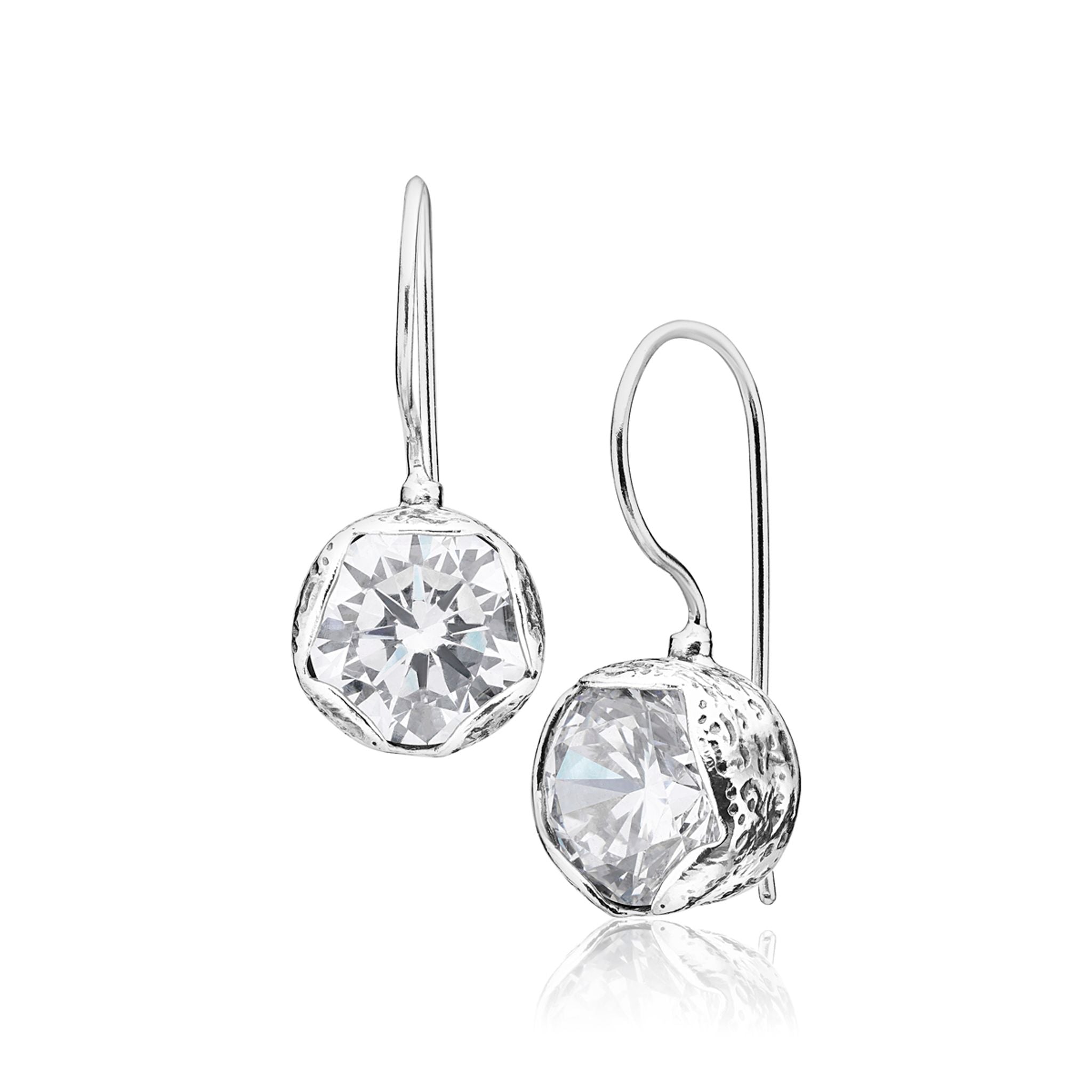 Sterling Silver CZ Dangle Earrings