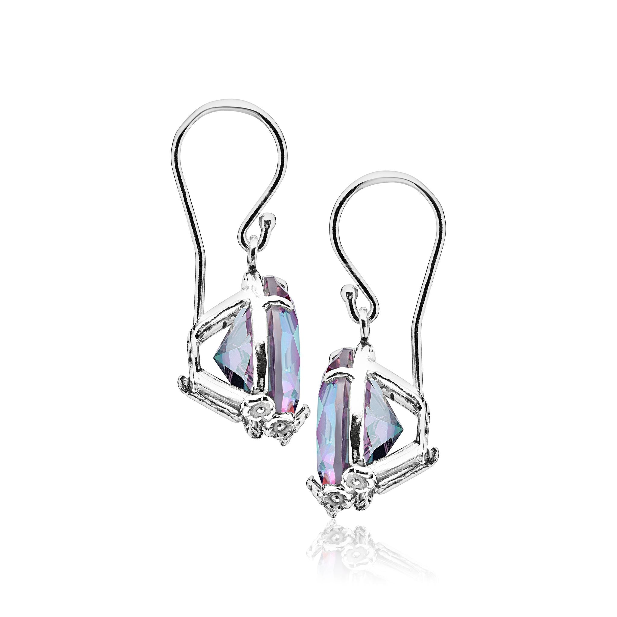 Floral Sterling Silver Mystic Crystal Earrings