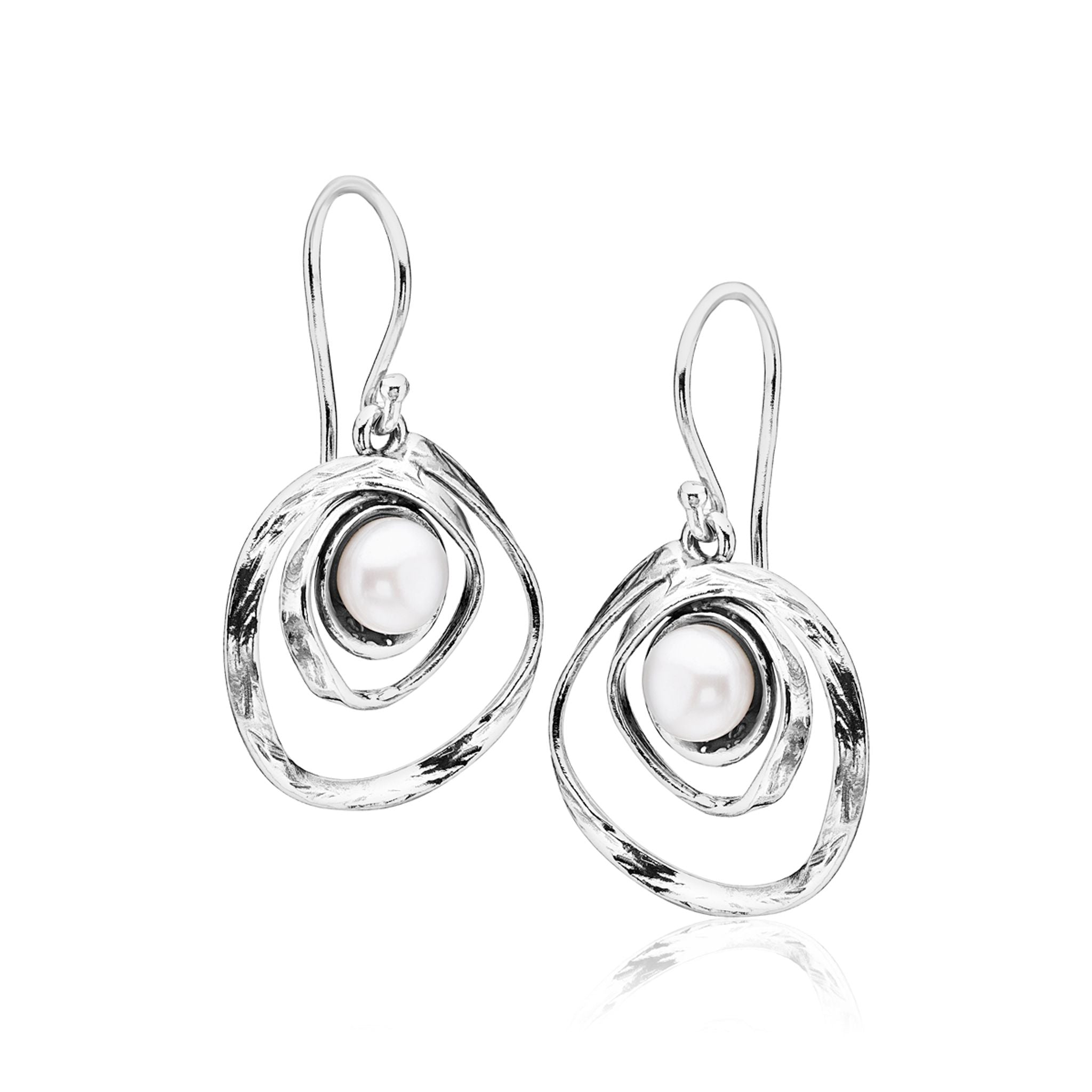Artistic Sterling Silver Pearl Dangle Earrings