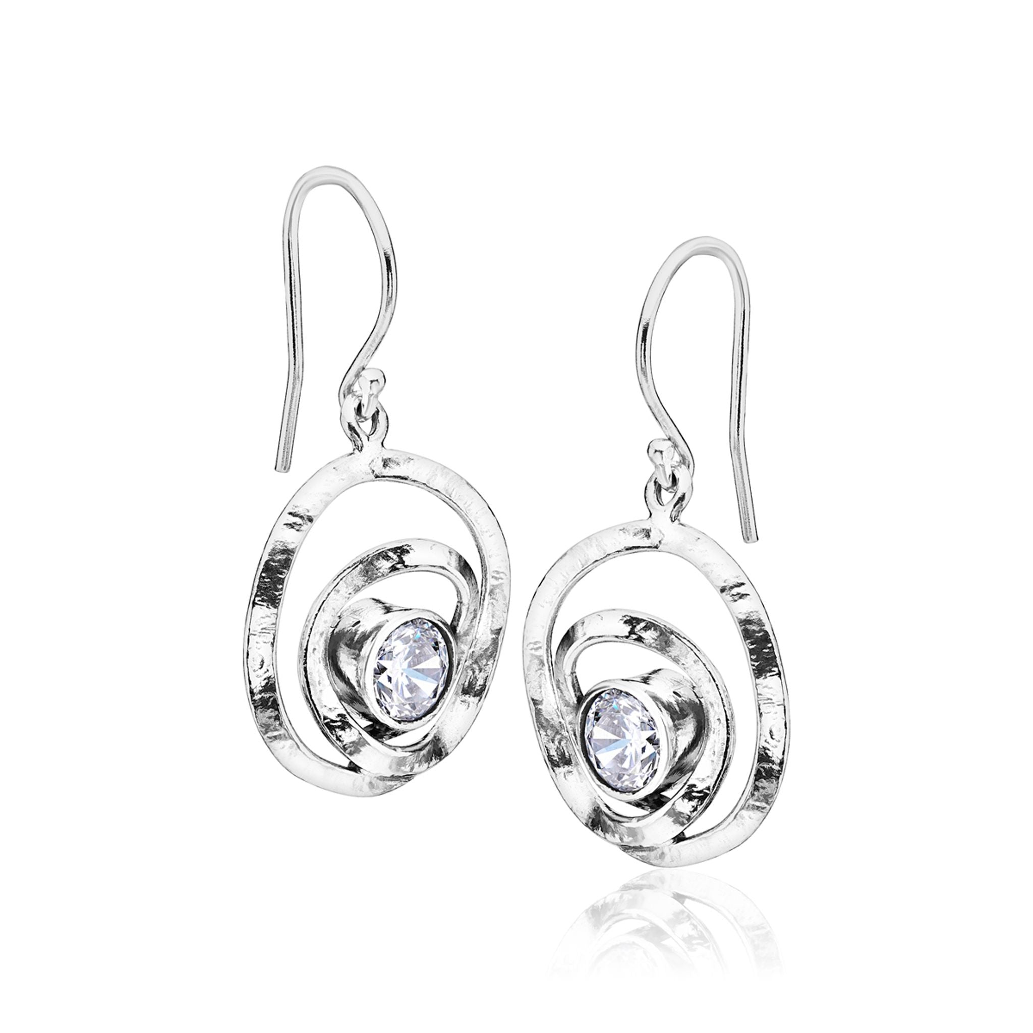 Artistic Sterling Silver CZ Dangle Earrings