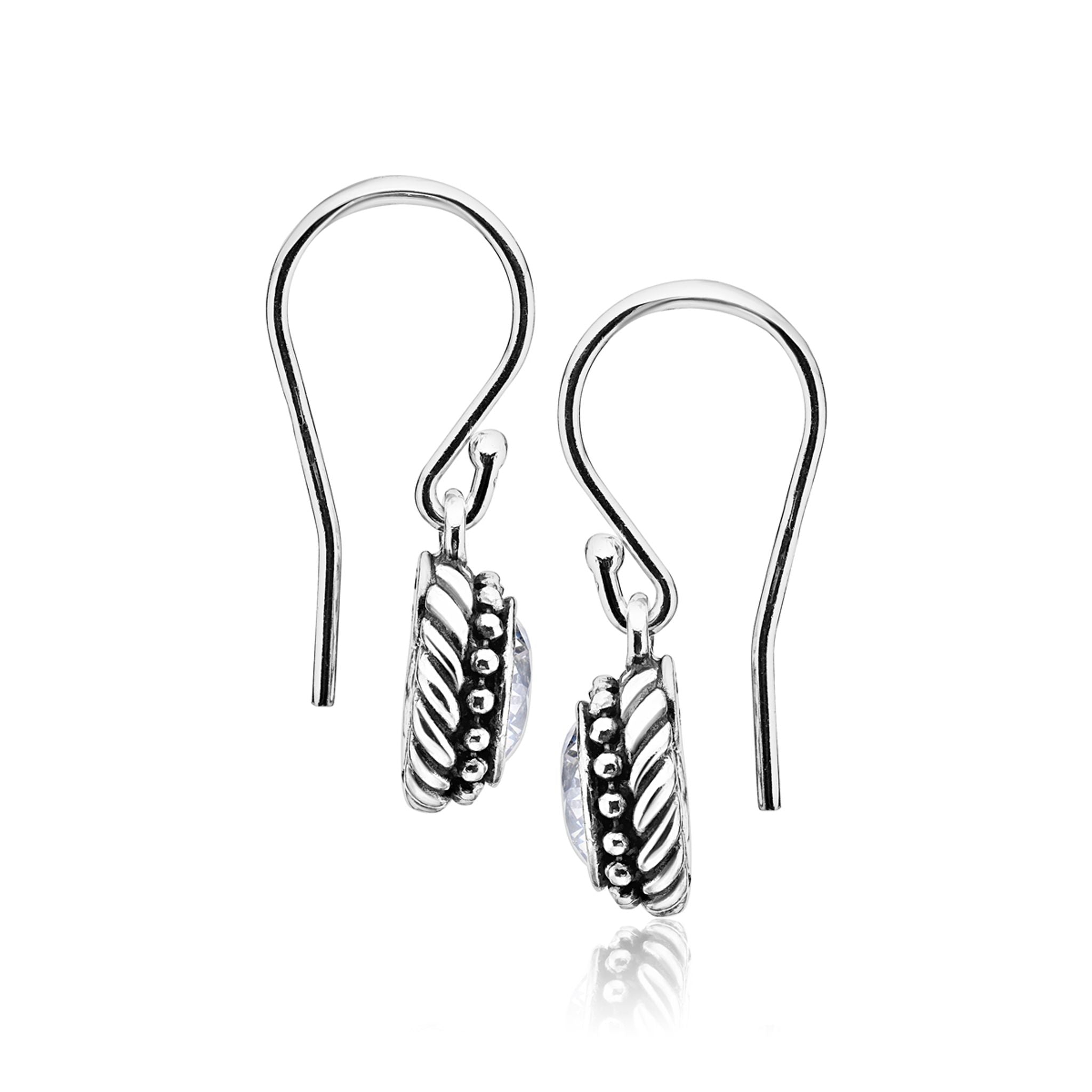 Sterling Silver CZ Rope Earrings