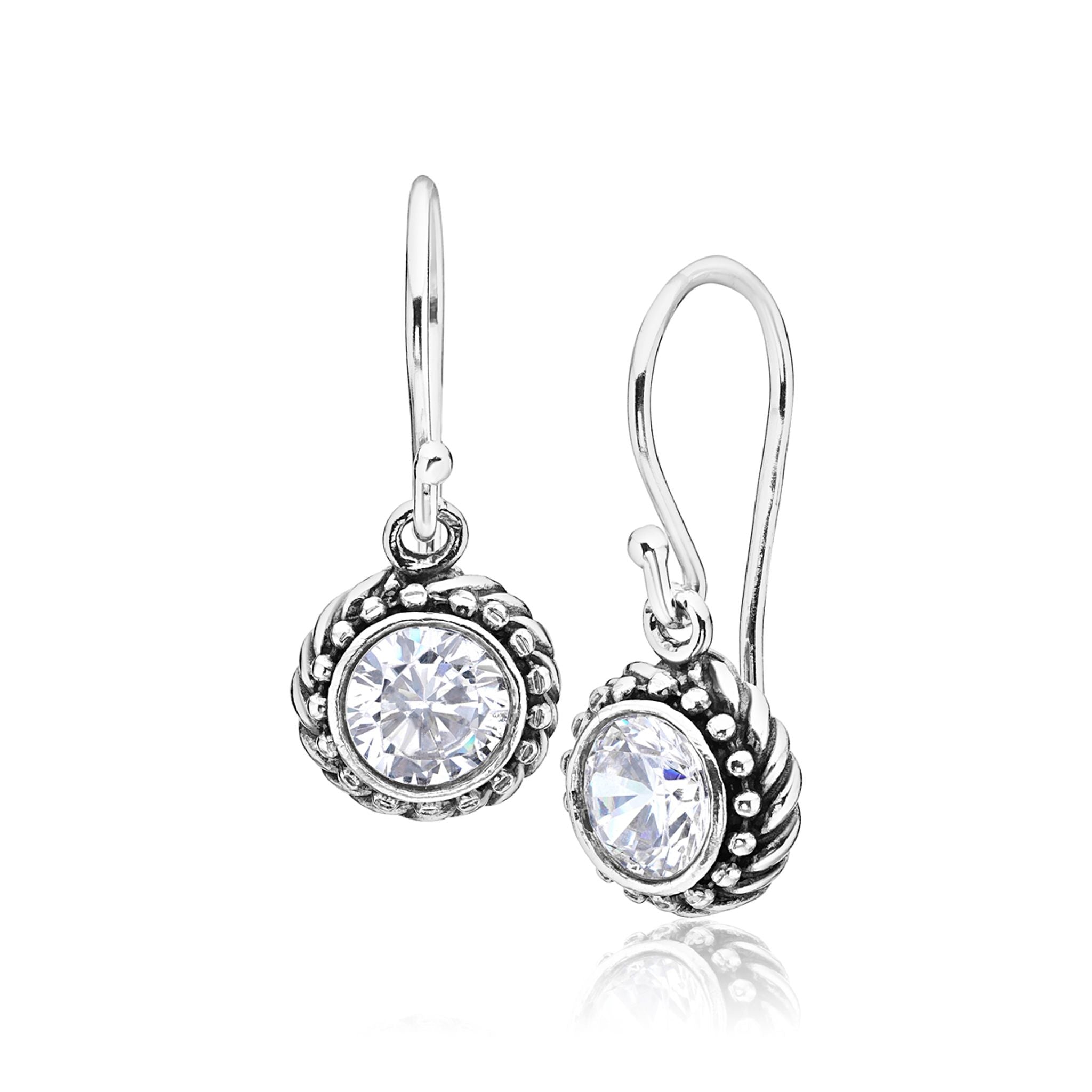 Sterling Silver CZ Rope Earrings