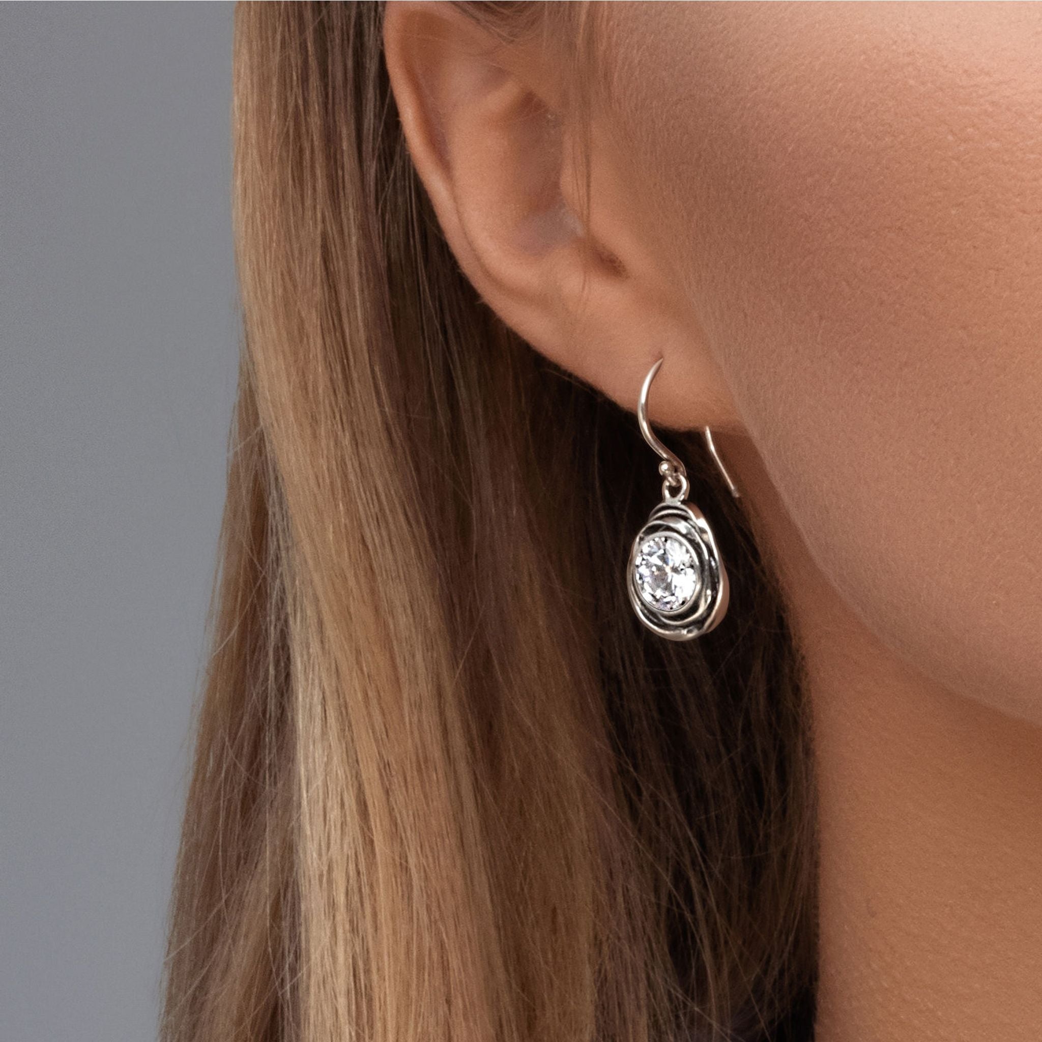 Sterling Silver CZ Drop Earrings