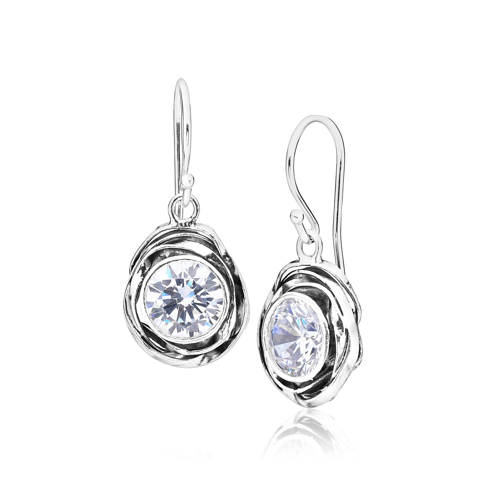 Sterling Silver CZ Drop Earrings