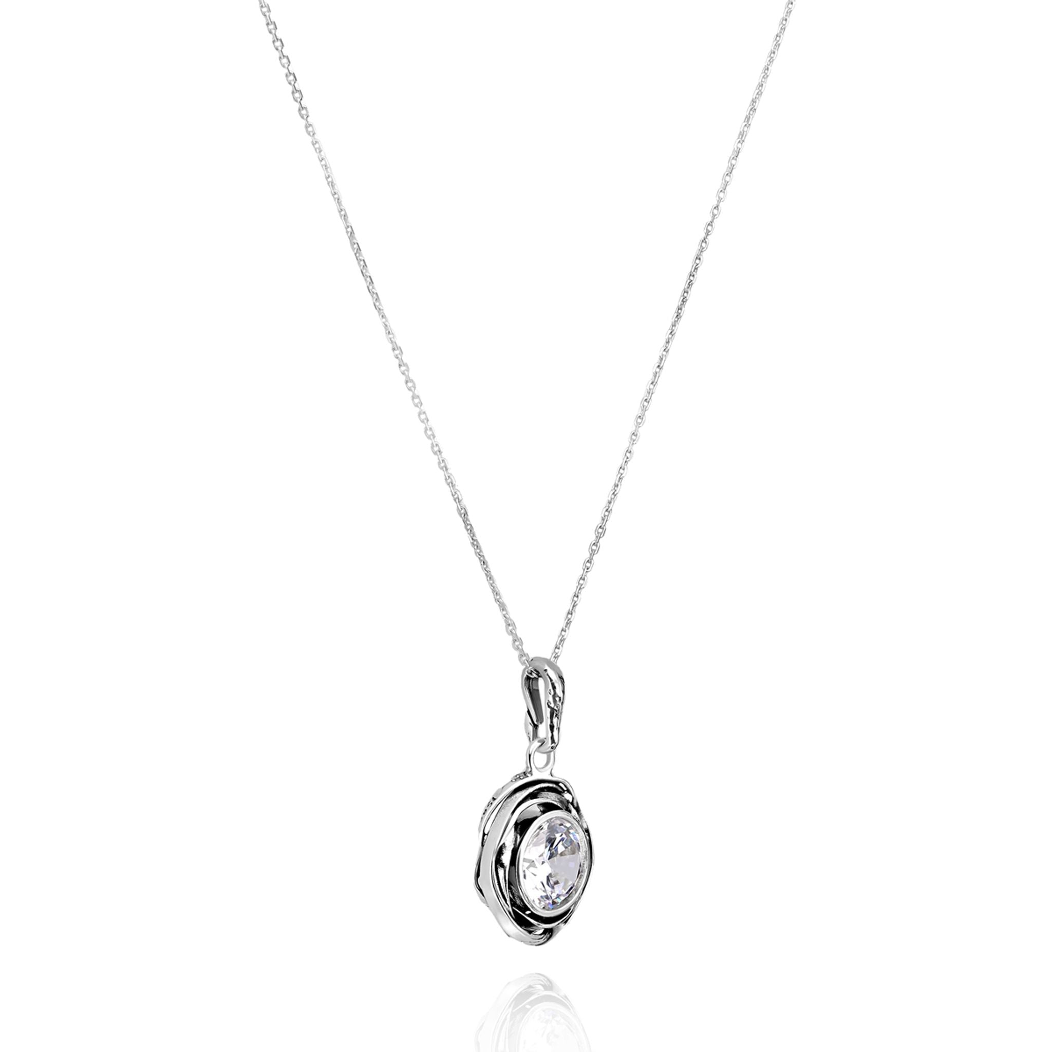 Sterling Silver CZ Pendant Necklace