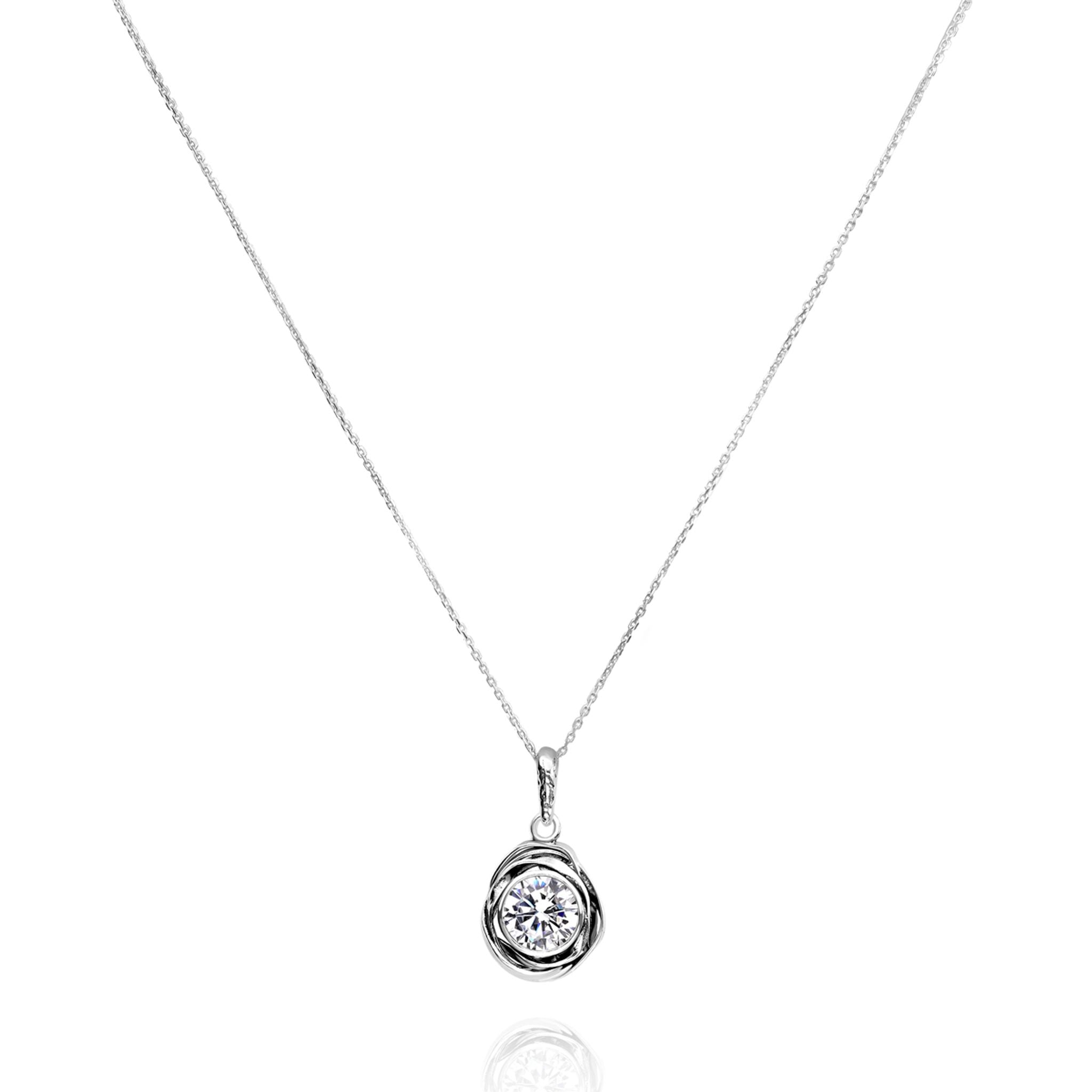 Sterling Silver CZ Pendant Necklace