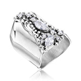 Sterling Silver CZ Shield Ring