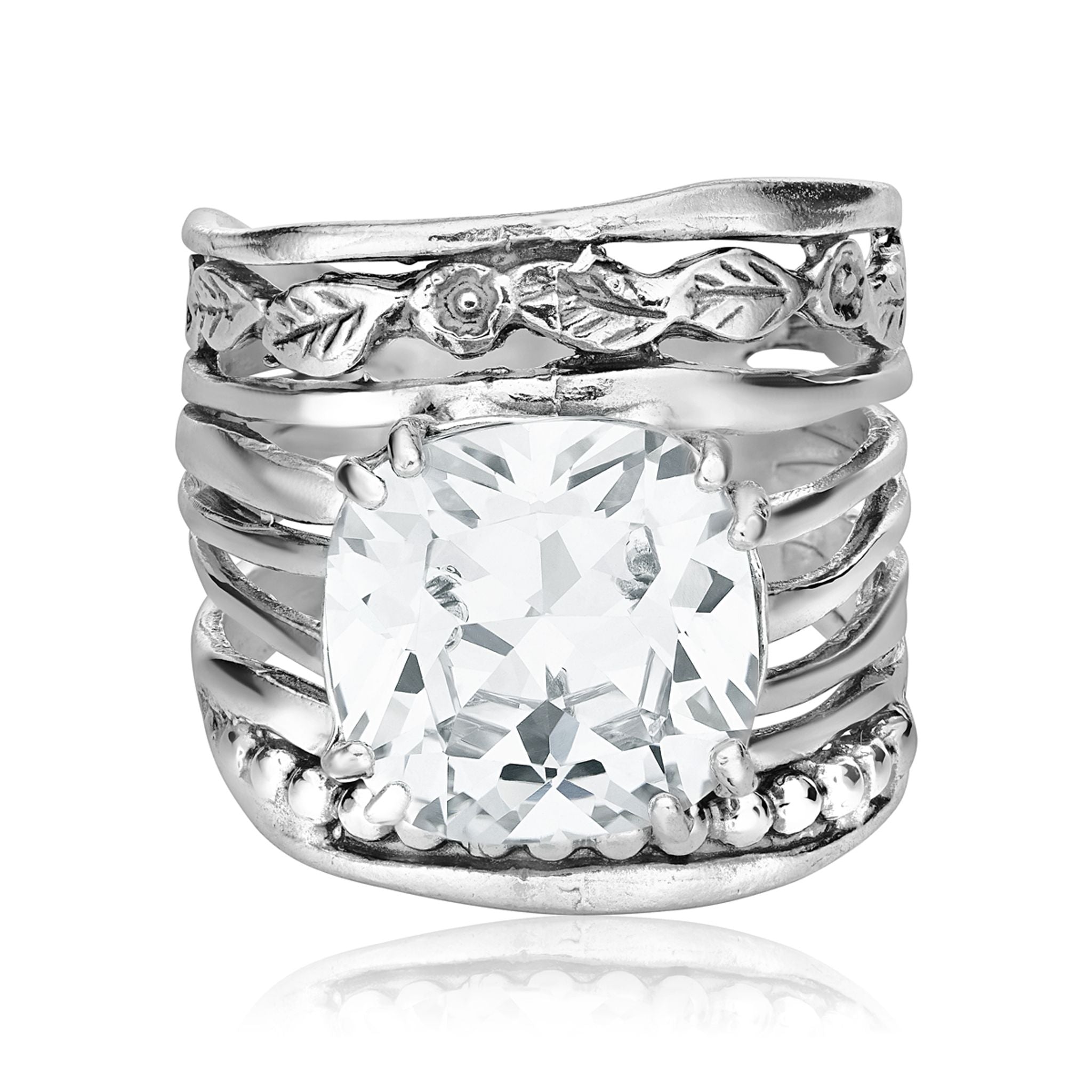 Sterling Silver CZ Floral Ring