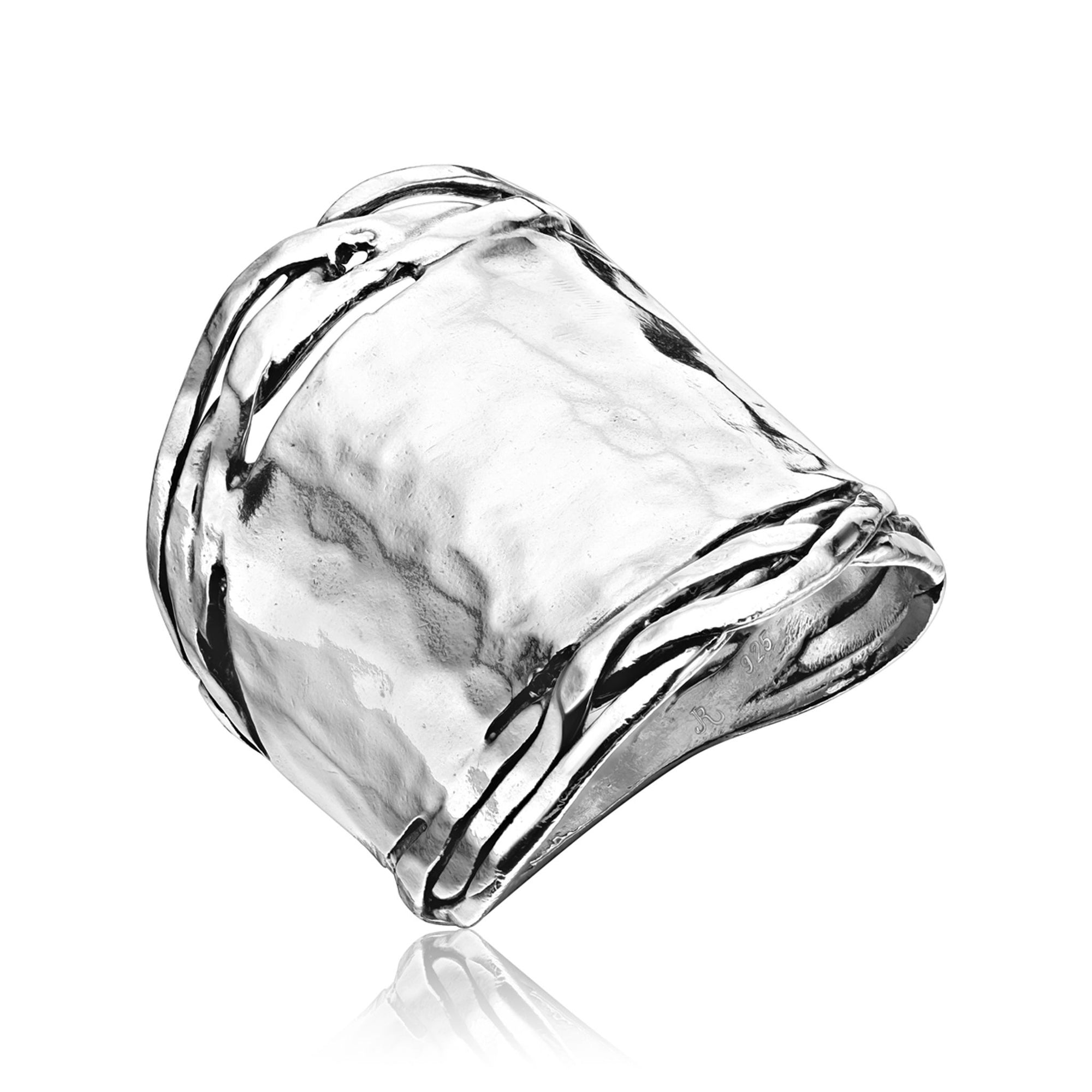 Wide Sterling Silver Hammered Ring