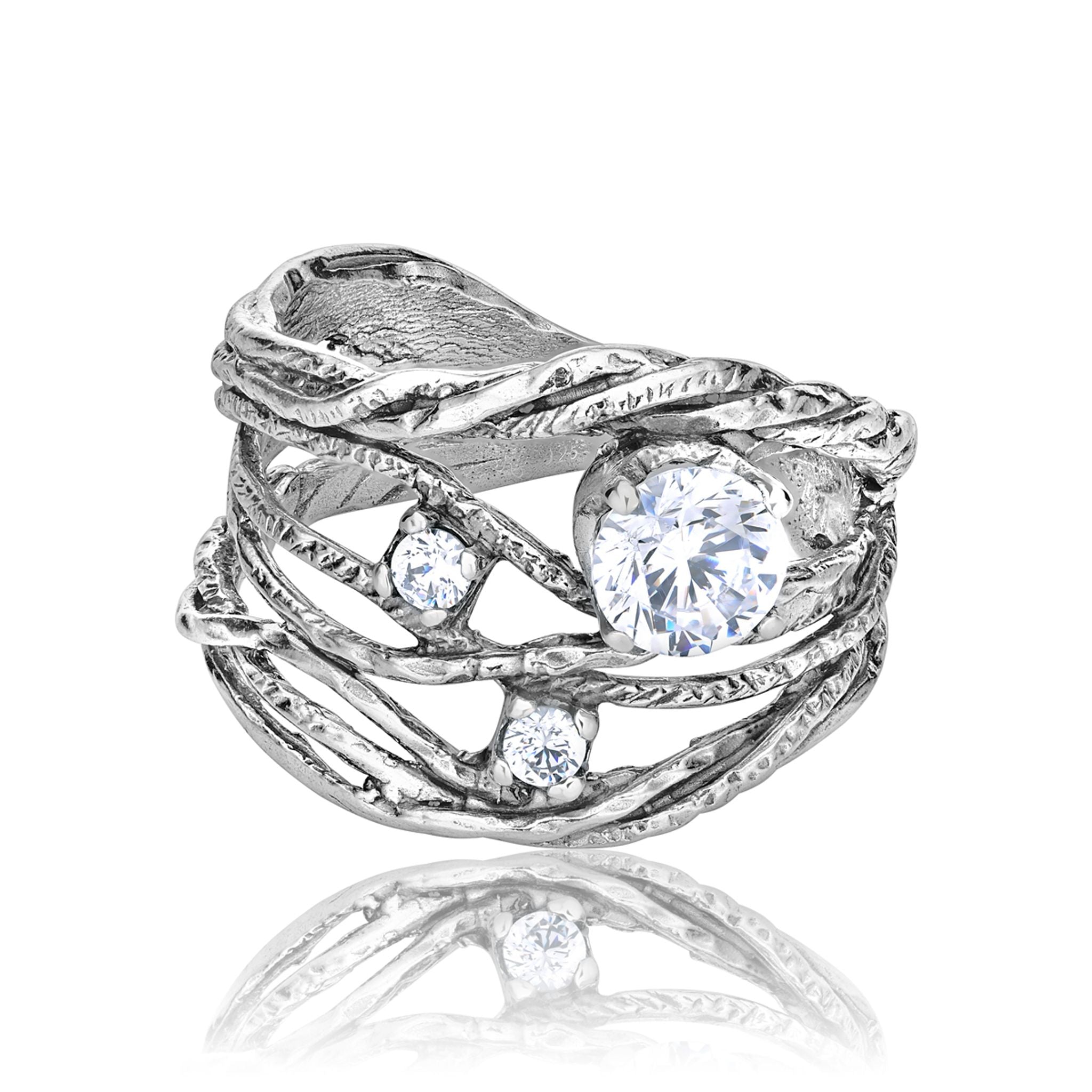 Intricate Sterling Silver CZ Ring – Jean Rachel Jewelry