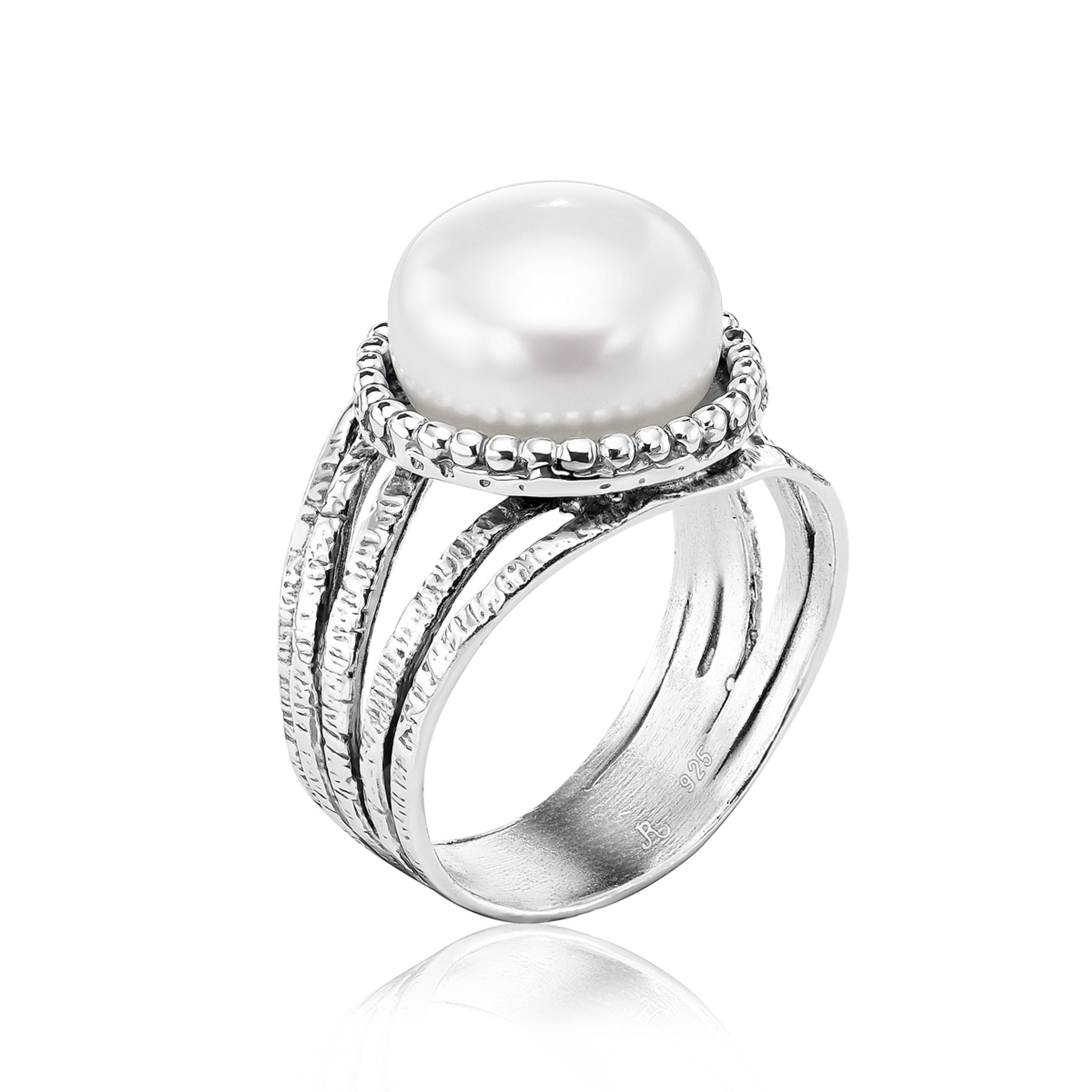 Multi Strand Sterling Silver Pearl Ring