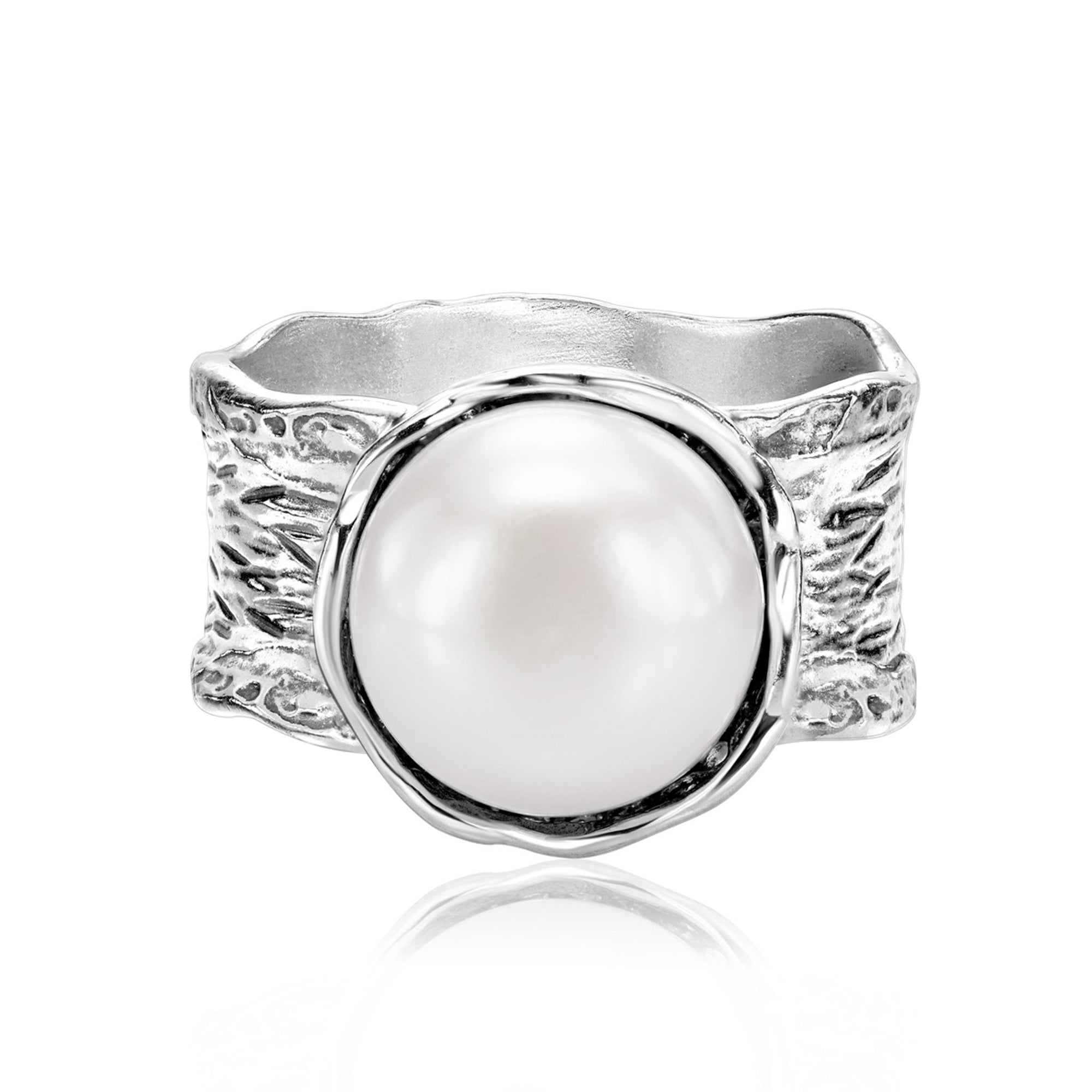 Bold Sterling Silver Pearl Ring