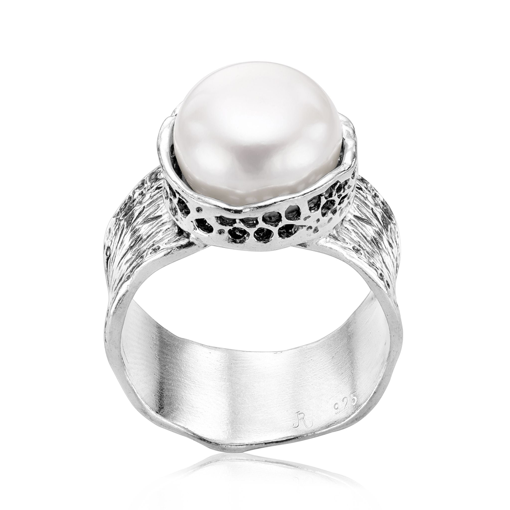 Bold Sterling Silver Pearl Ring