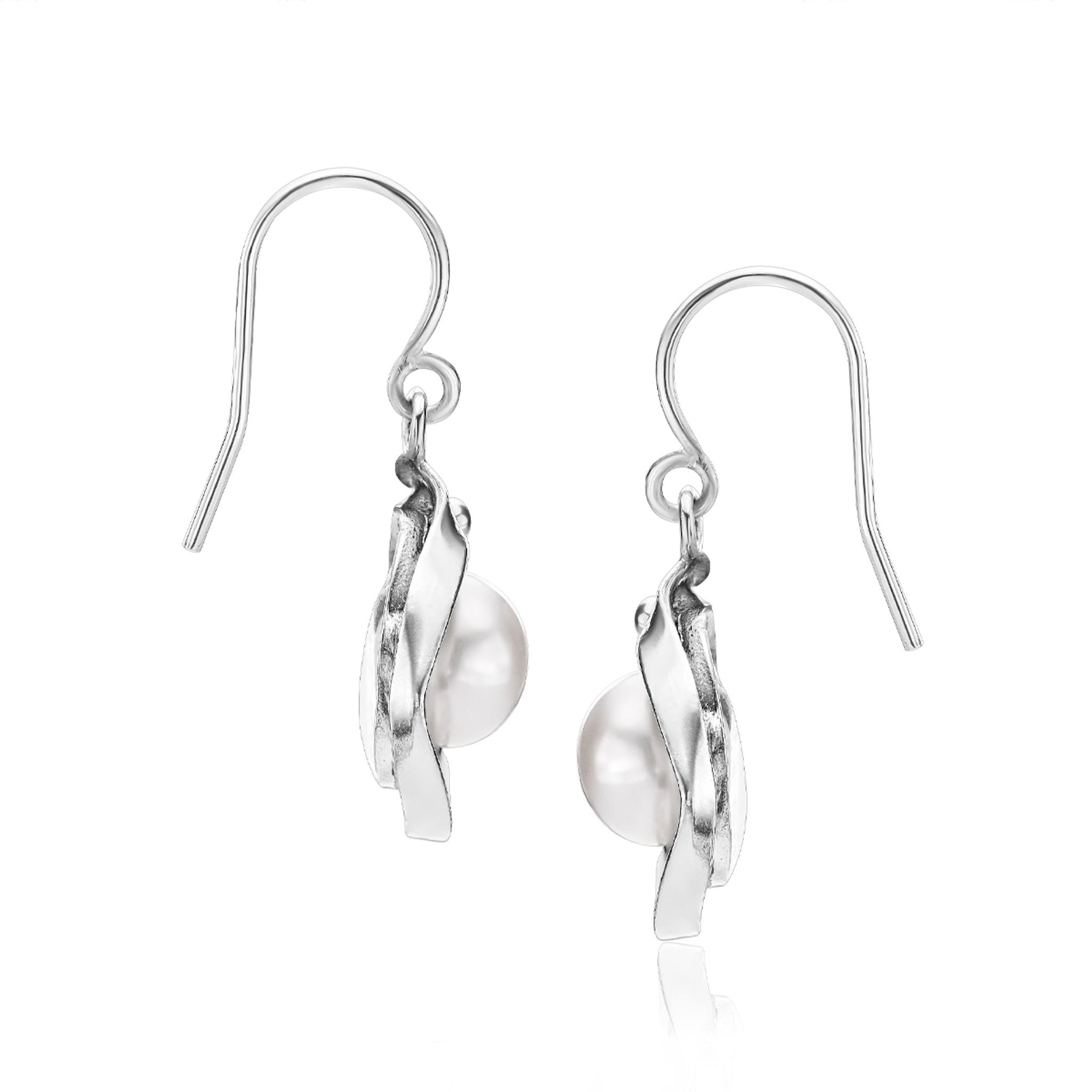 Gable Silver Pearl Pendant Earrings