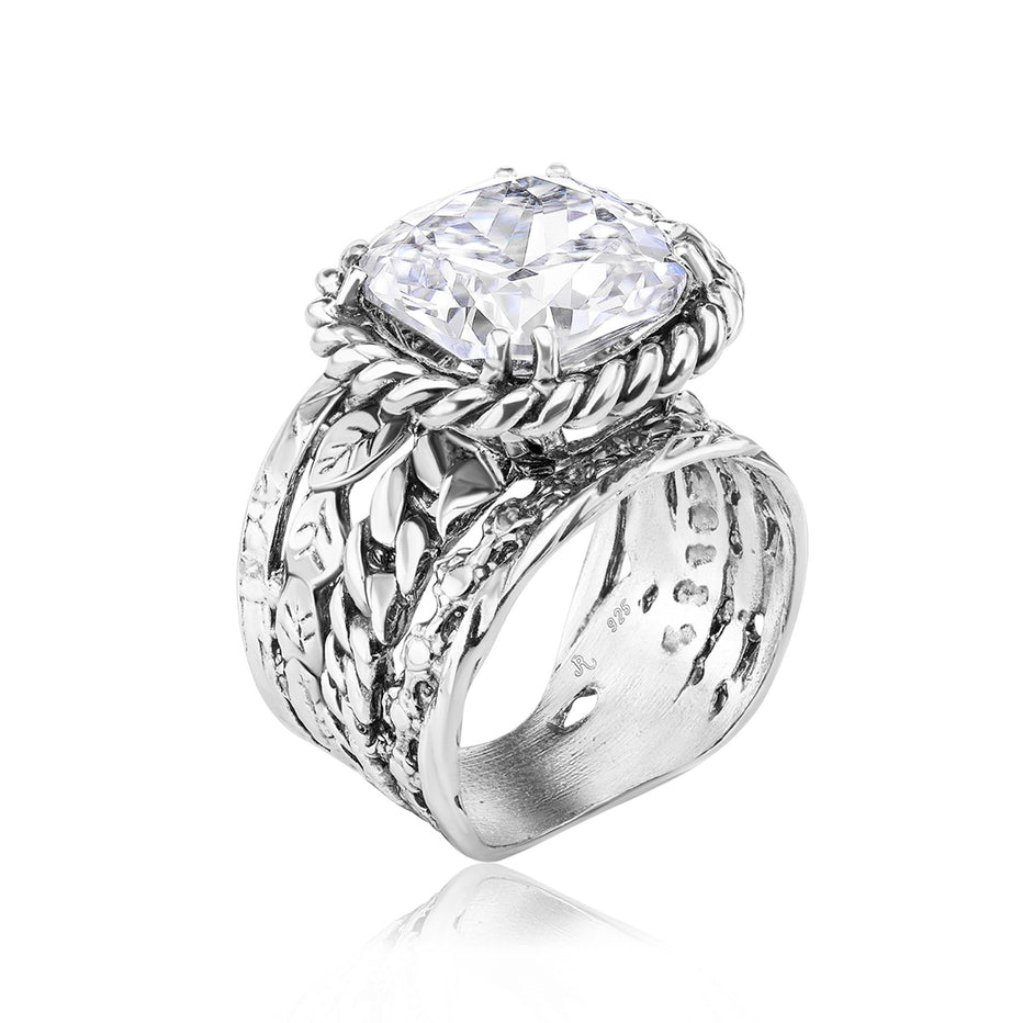 Sterling Silver CZ Braid Leaf Ring – Jean Rachel Jewelry