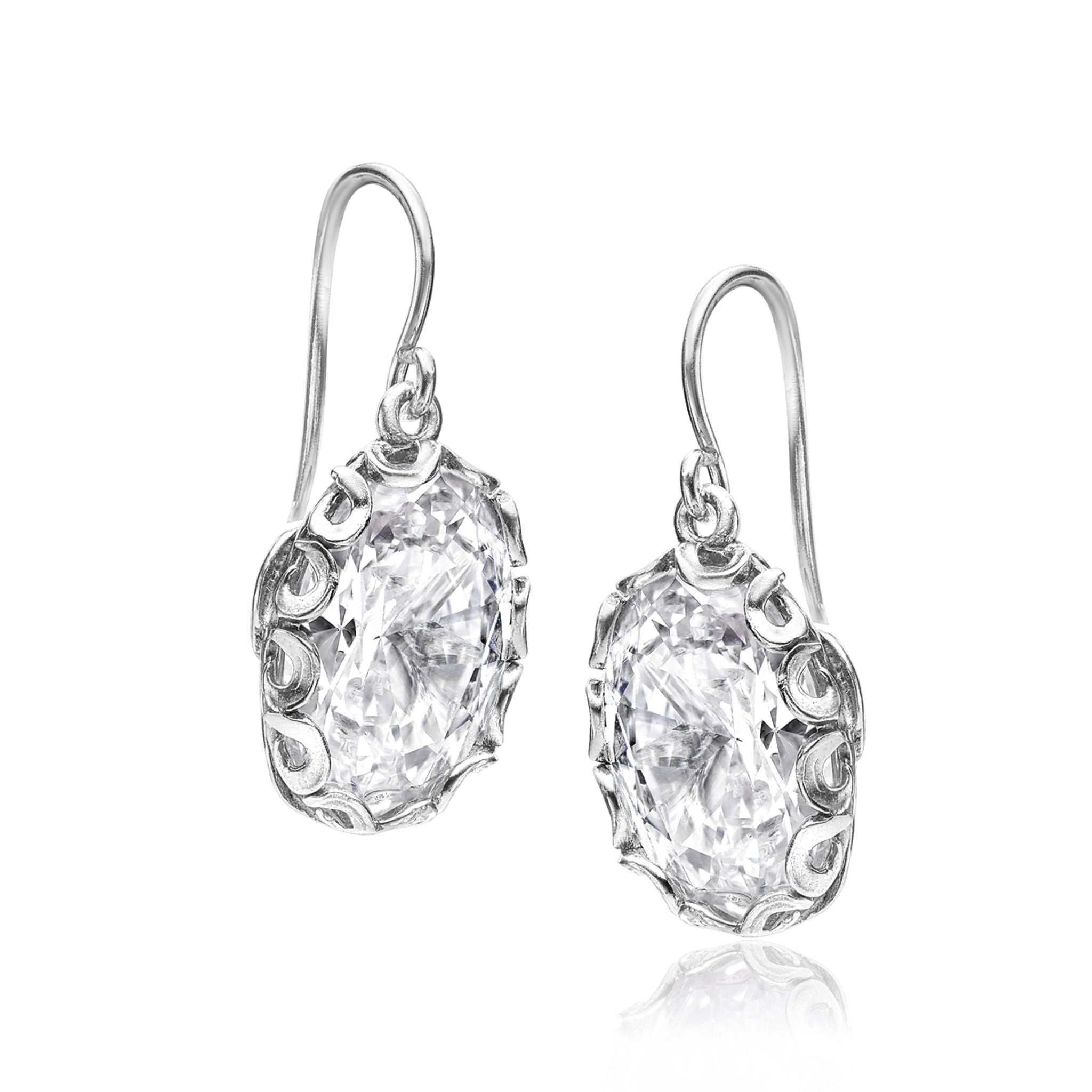 Antique Style Sterling Silver CZ Earrings