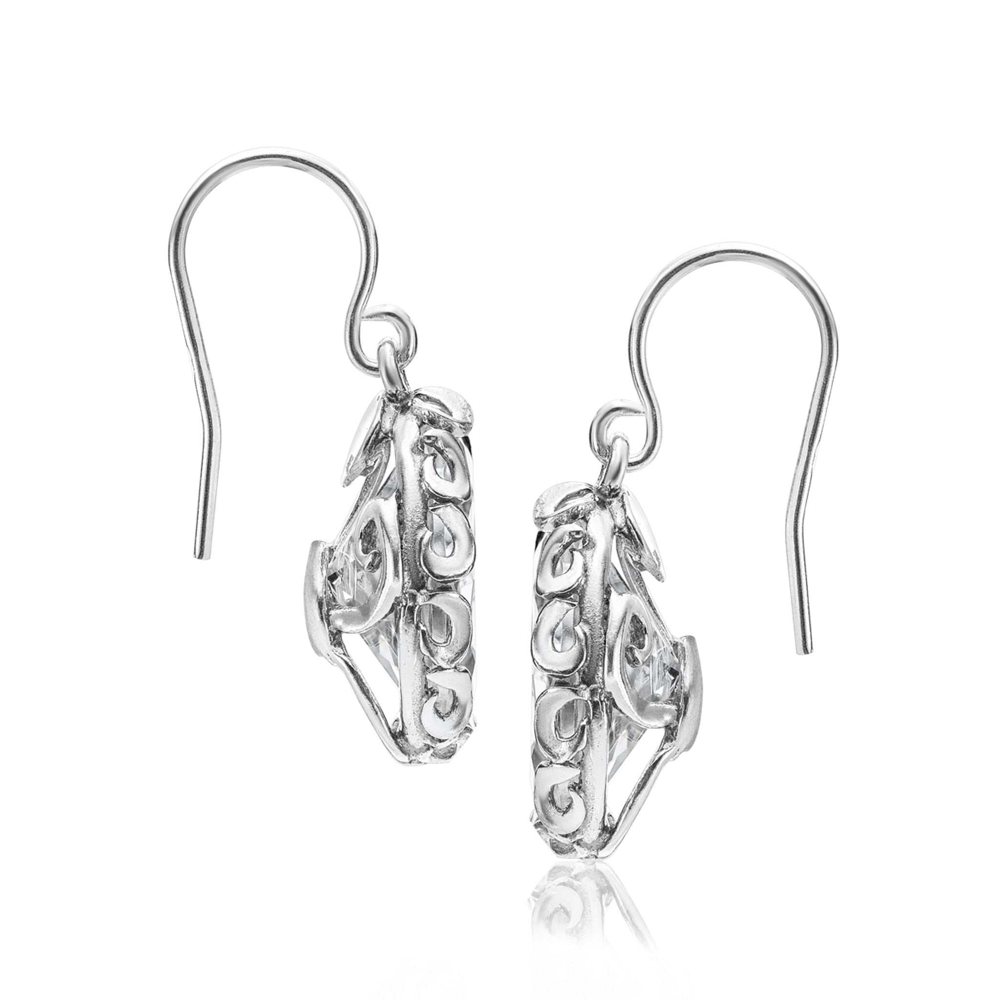 Antique Style Sterling Silver CZ Earrings