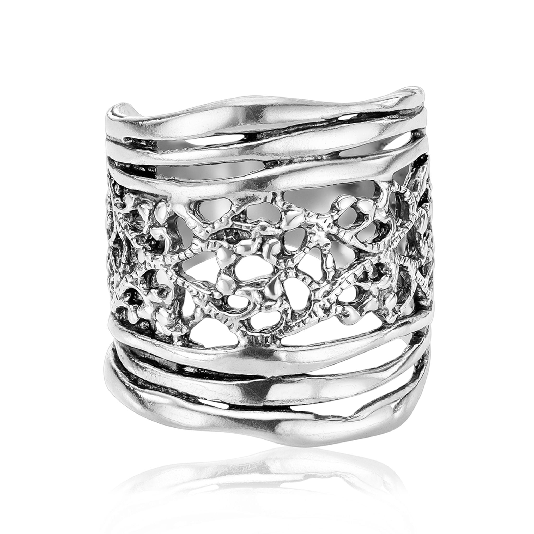 Sterling Silver Lace Shield Ring