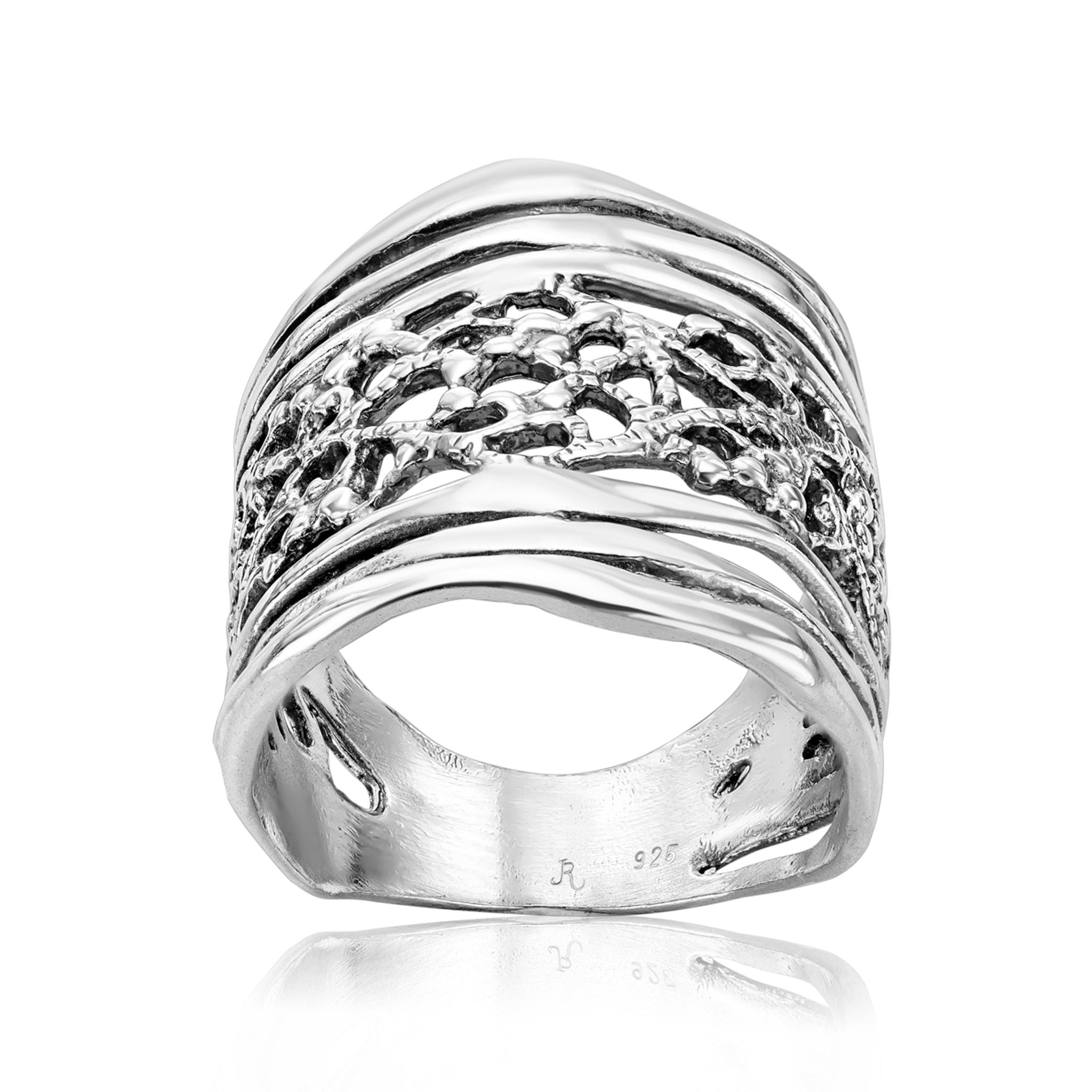 Sterling Silver Lace Shield Ring