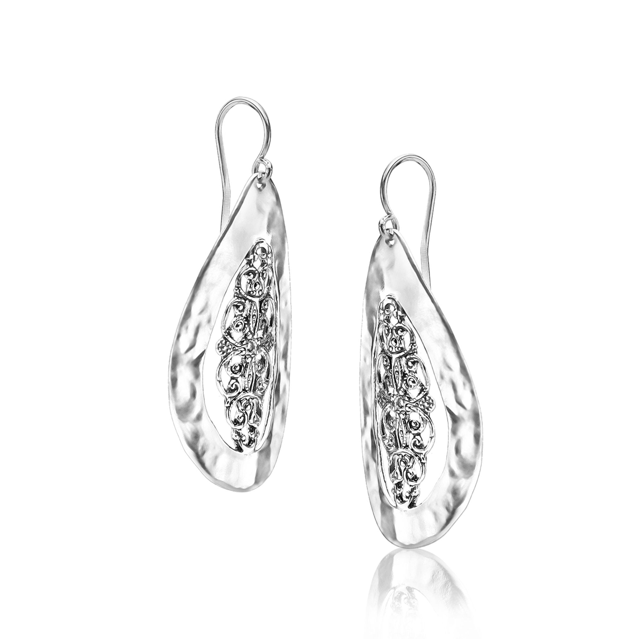 Large Sterling Silver Lace Earrings