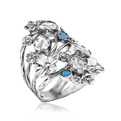 Sterling Silver Floral CZ Opal Ring – Jean Rachel Jewelry