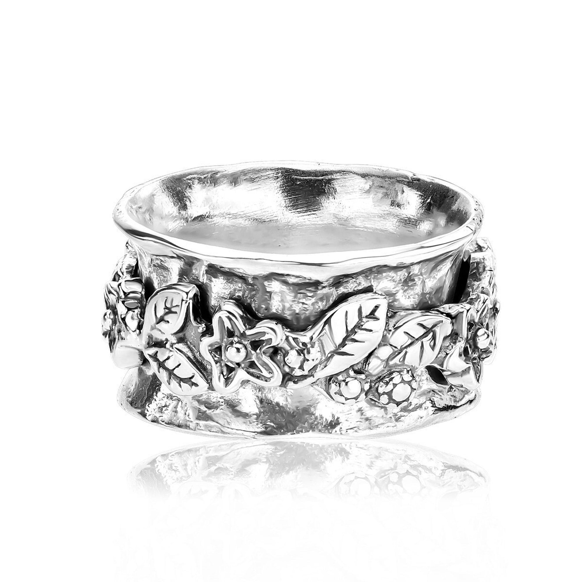 Sterling Silver Floral Spinner Ring