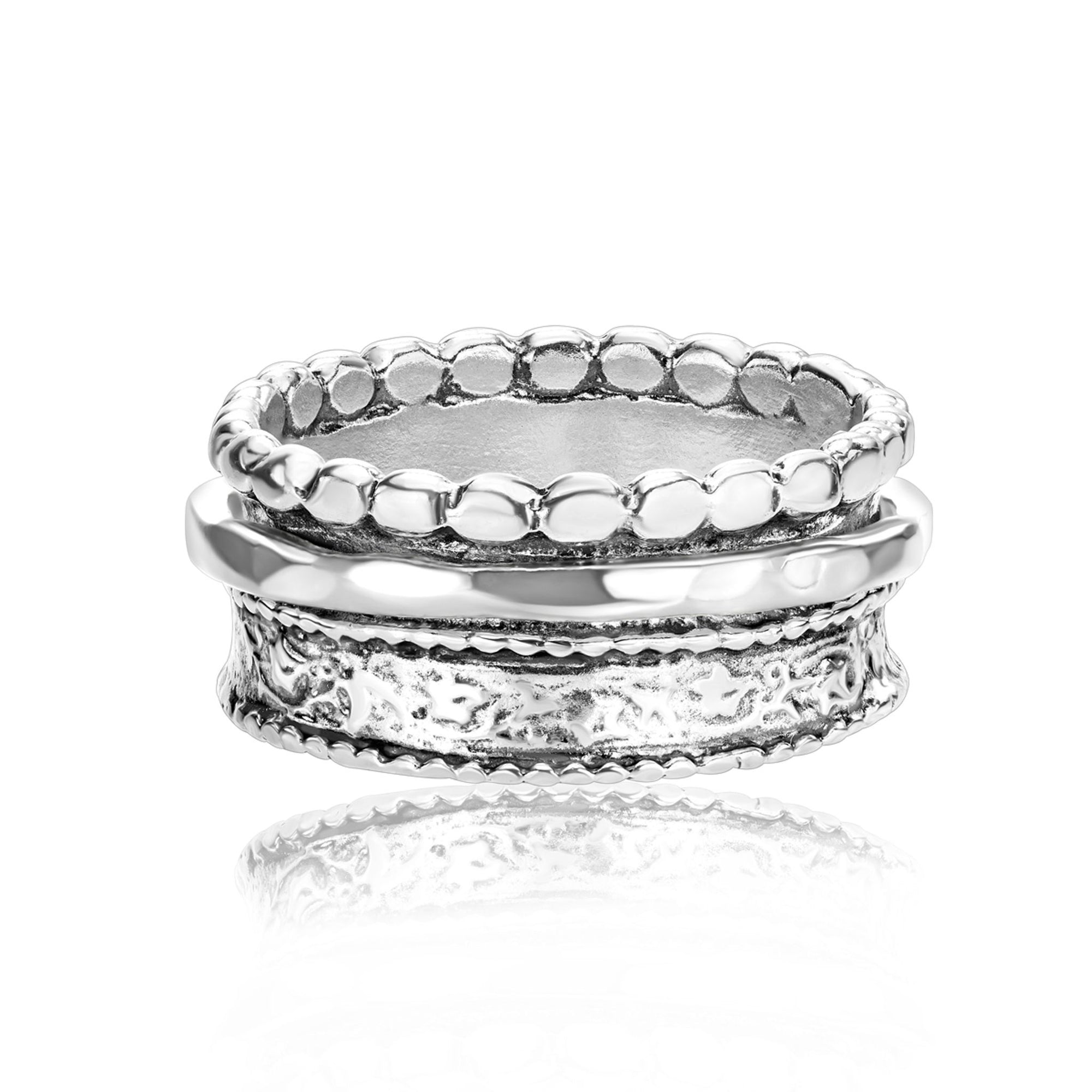Embossed Sterling Silver Spinner Ring