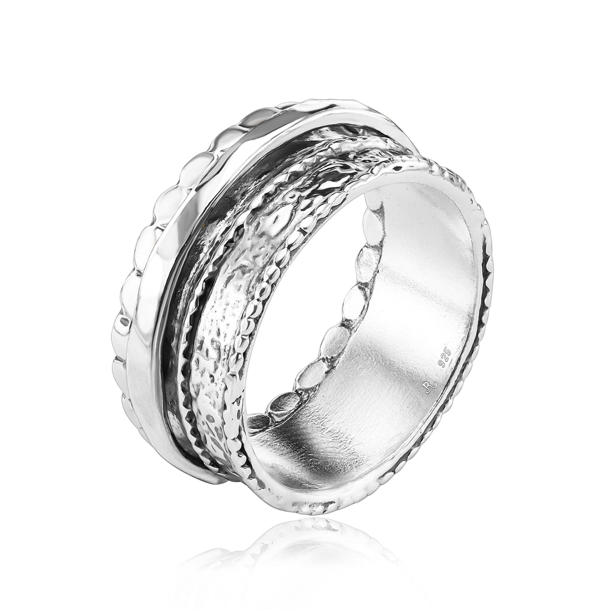 Embossed Sterling Silver Spinner Ring