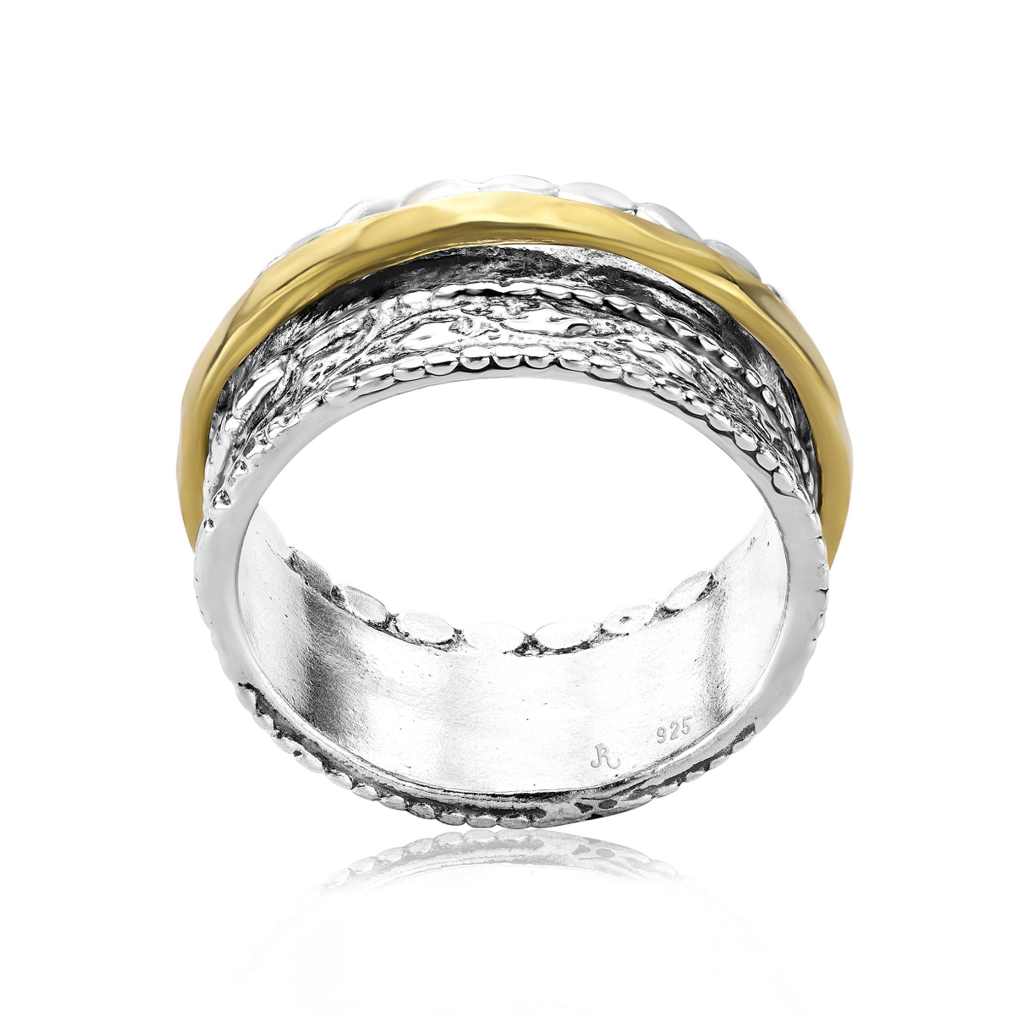 Two Tone Embossed Spinner Ring