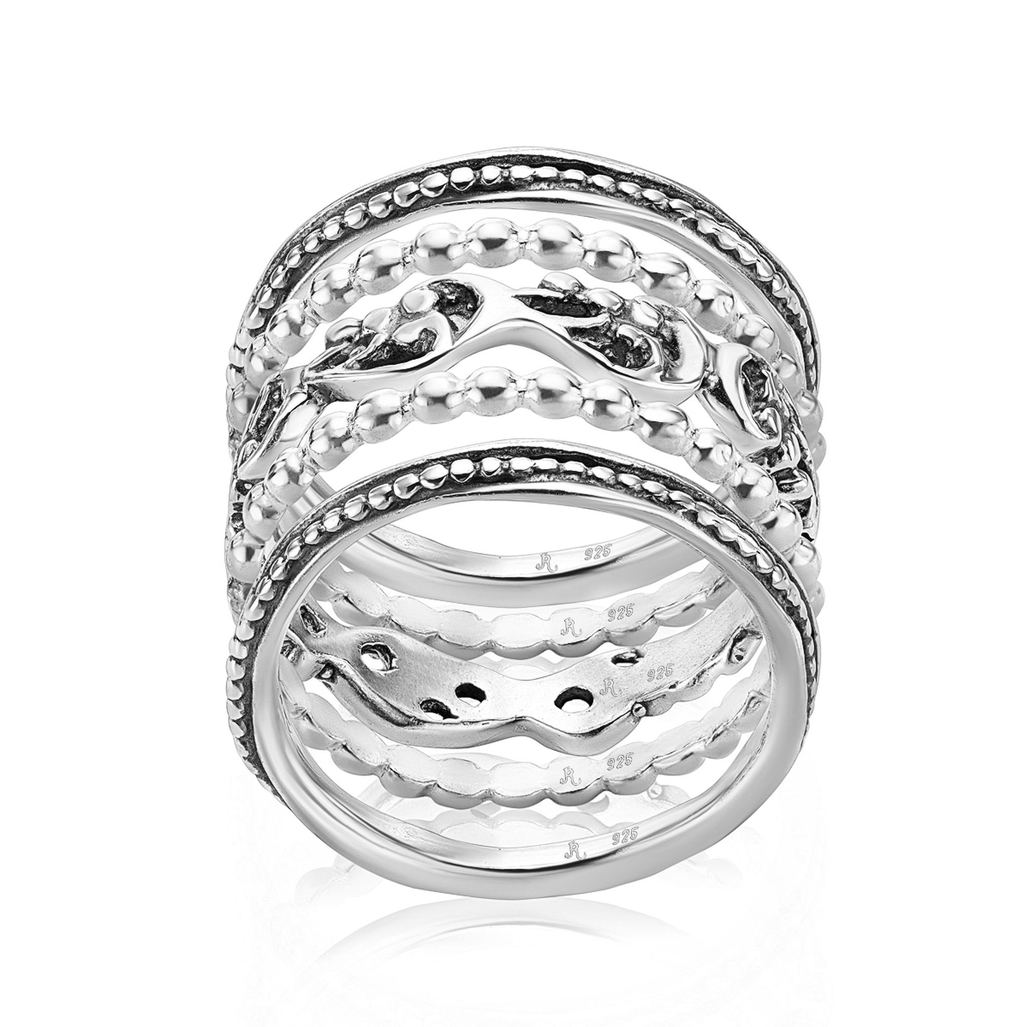 Set of 5 Thin Sterling Silver Stacking Rings