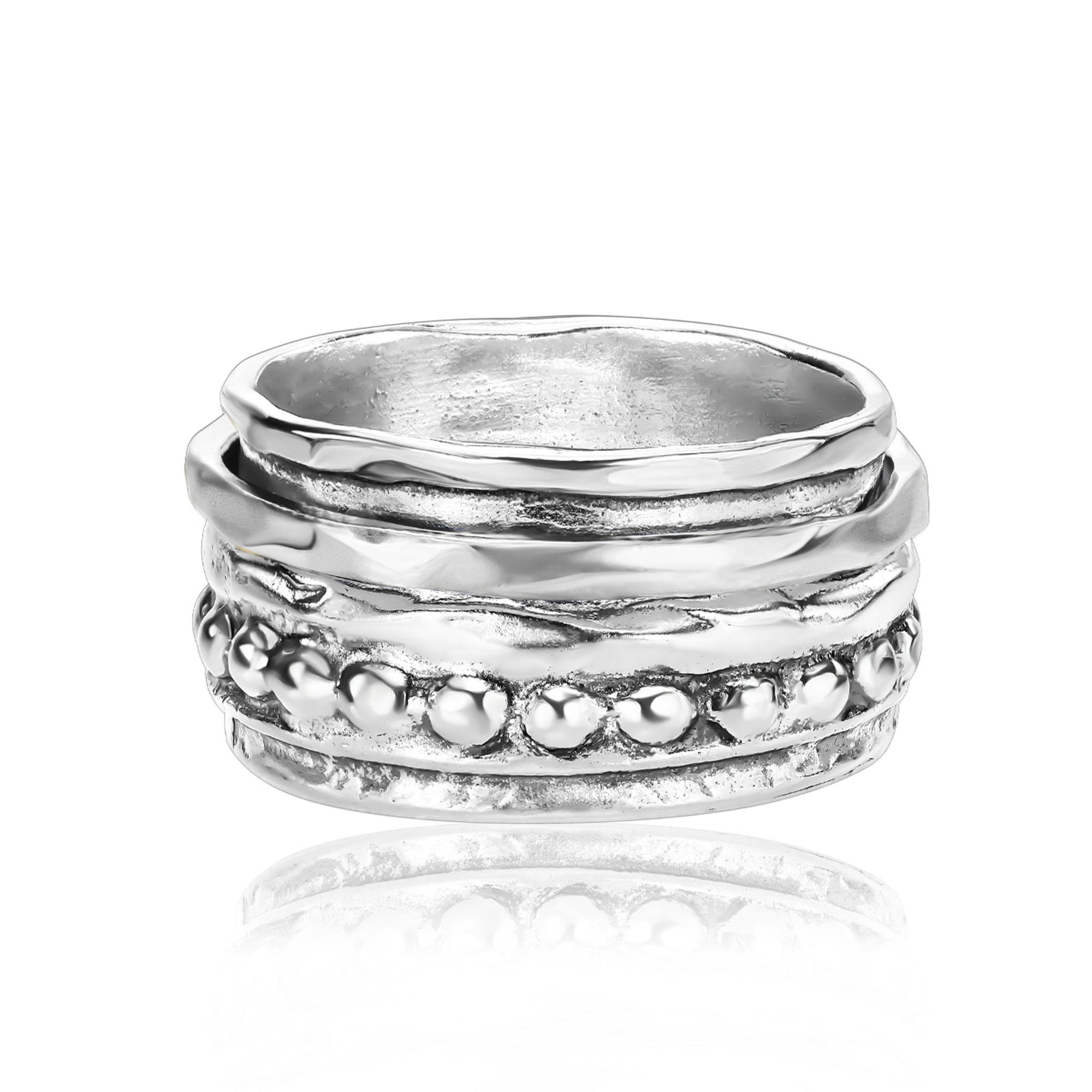 Sterling Silver Beaded Spinner Ring