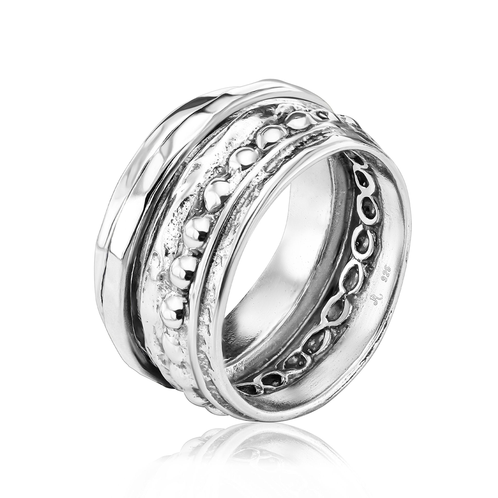 Sterling Silver Beaded Spinner Ring