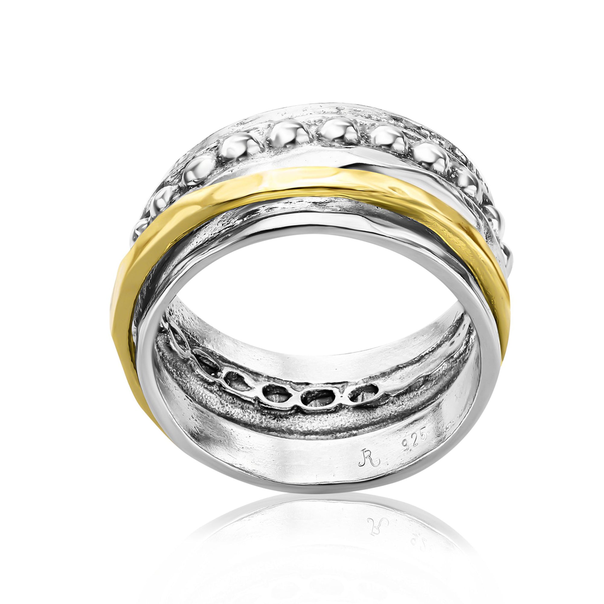 Two Tone Beaded Spinner Ring